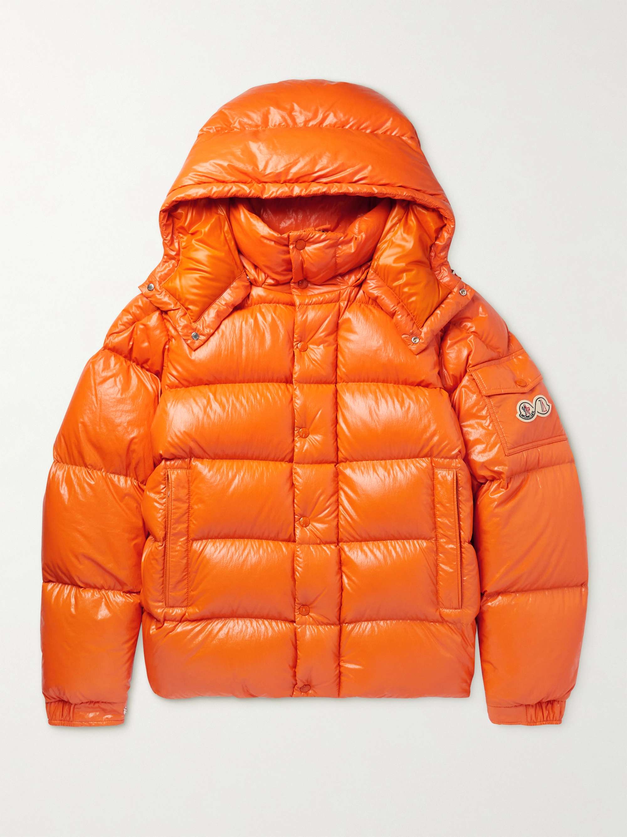 Orange Maya 70 Logo-Appliquéd Quilted Shell Hooded Down Jacket ...