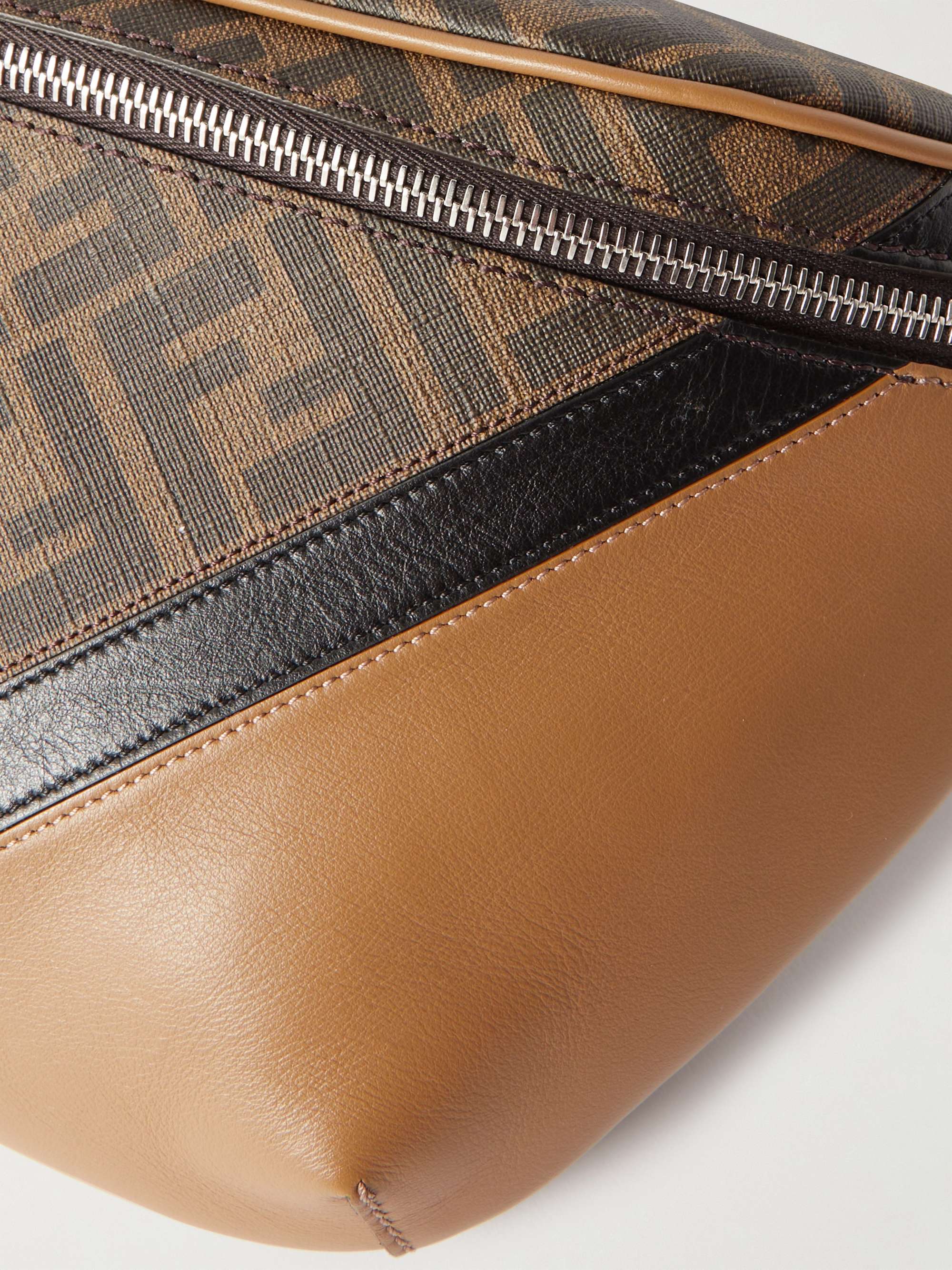 FENDI Marsupio Monogrammed Coated-Canvas and Leather Belt Bag