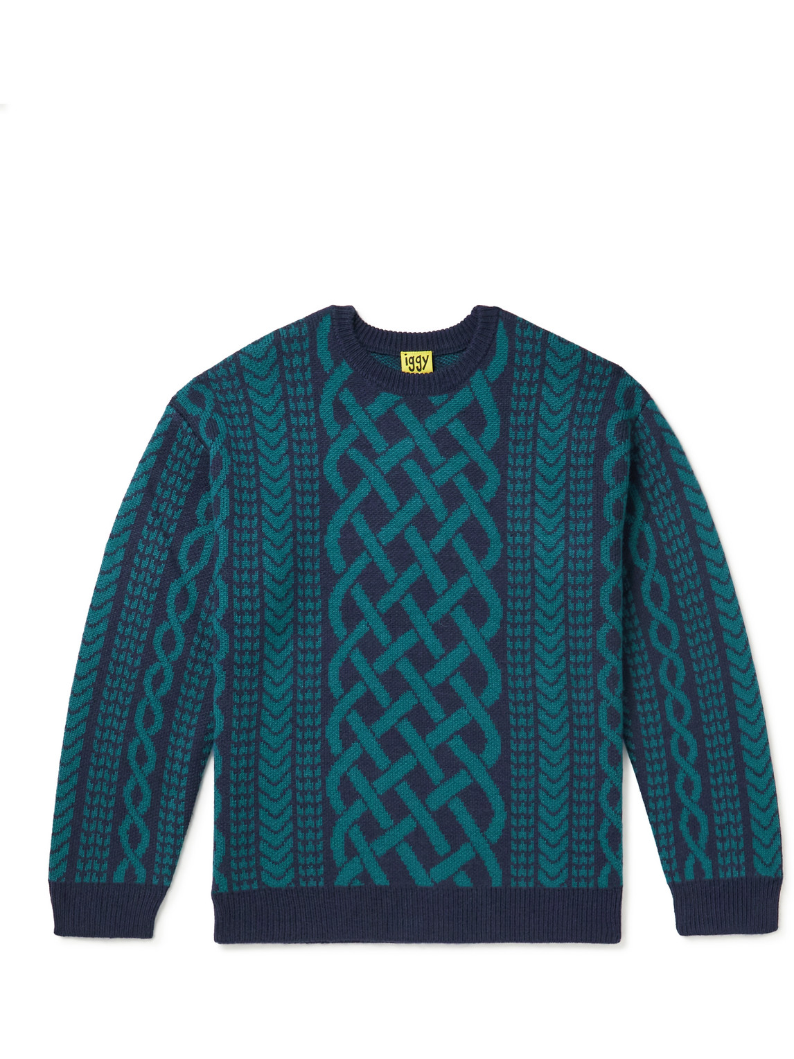Iggy Jacquard-knit Sweater In Blue
