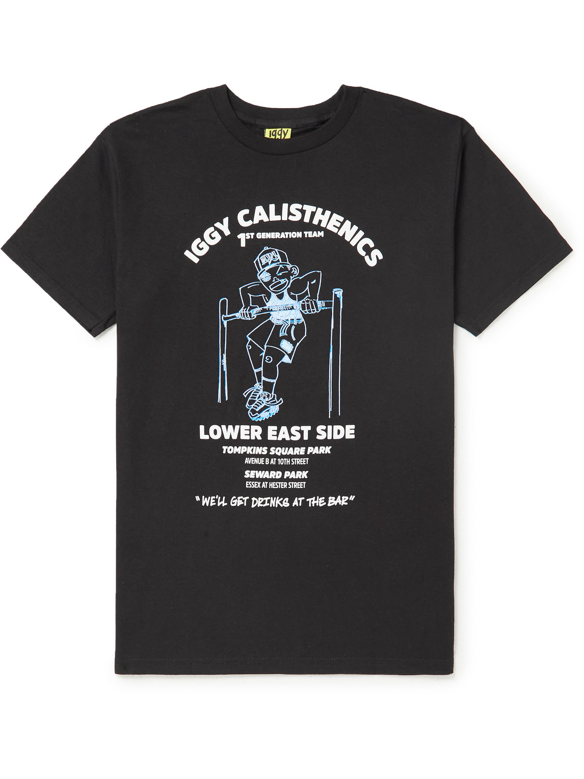 Iggy Calisthenics Team Printed Cotton-jersey T-shirt In Black