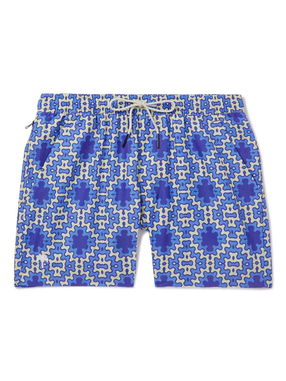 Oas Azul Straight-leg Short-length Printed Swim Shorts In Blue