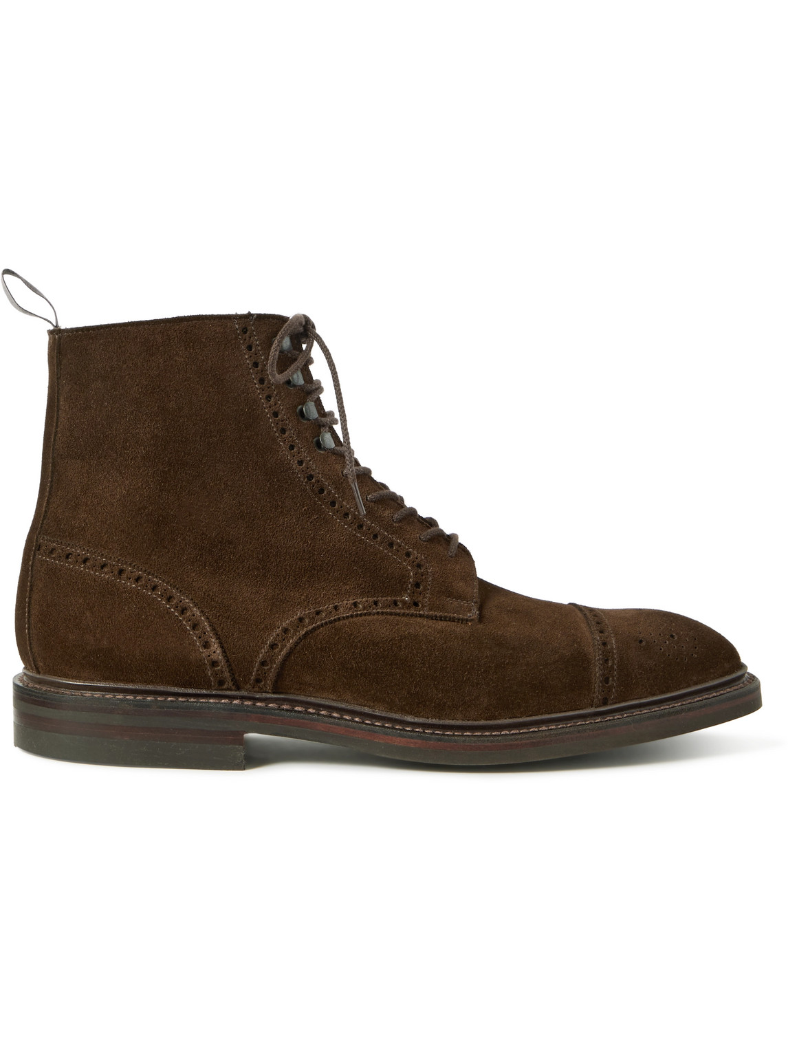 George Cleverley Toby Suede Brogue Boots In Brown