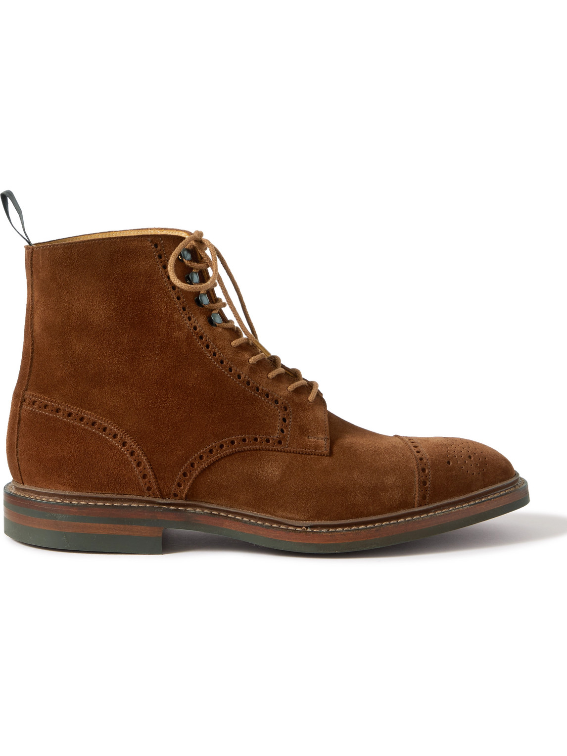 George Cleverley Toby Suede Brogue Boots In Brown