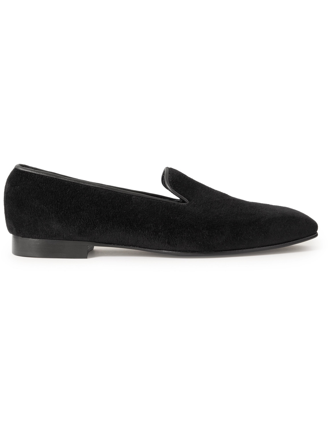 George Cleverley Windsor Leather-trimmed Cashmere Loafers In Black