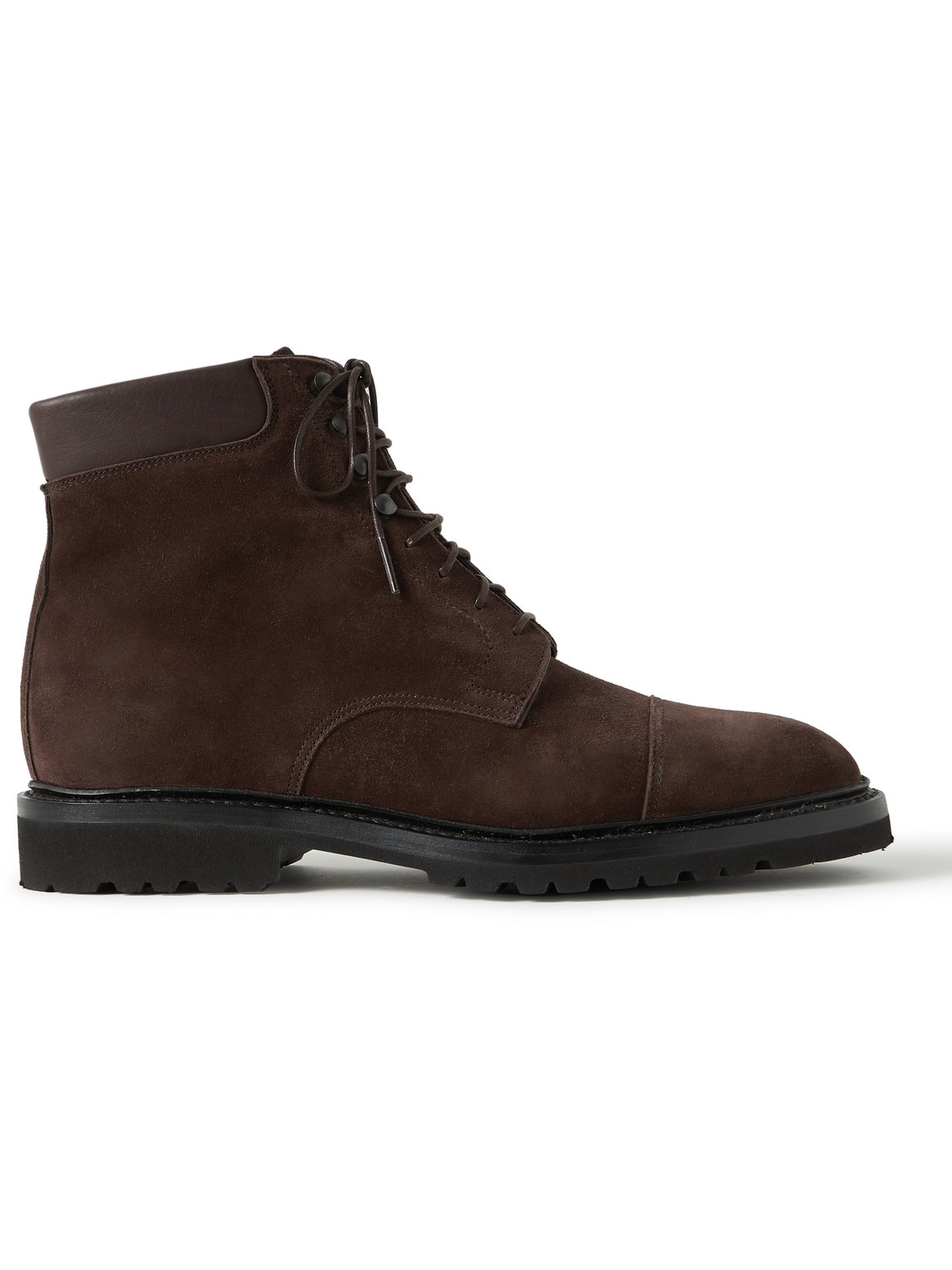 George Cleverley Taron Leather-trimmed Suede Boots In Brown