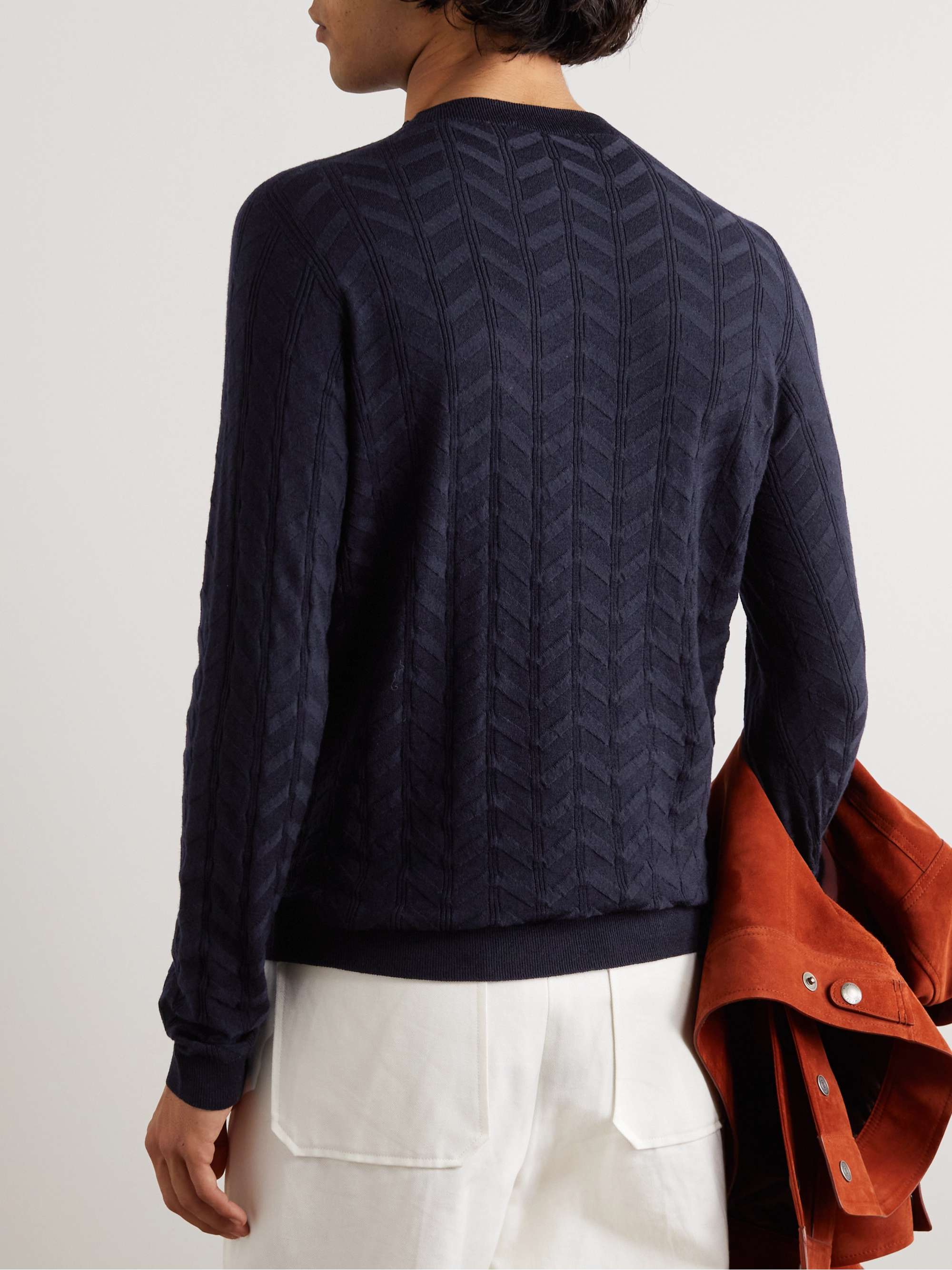 GIORGIO ARMANI Slim-Fit Jacquard-Knit Wool-Blend Sweater