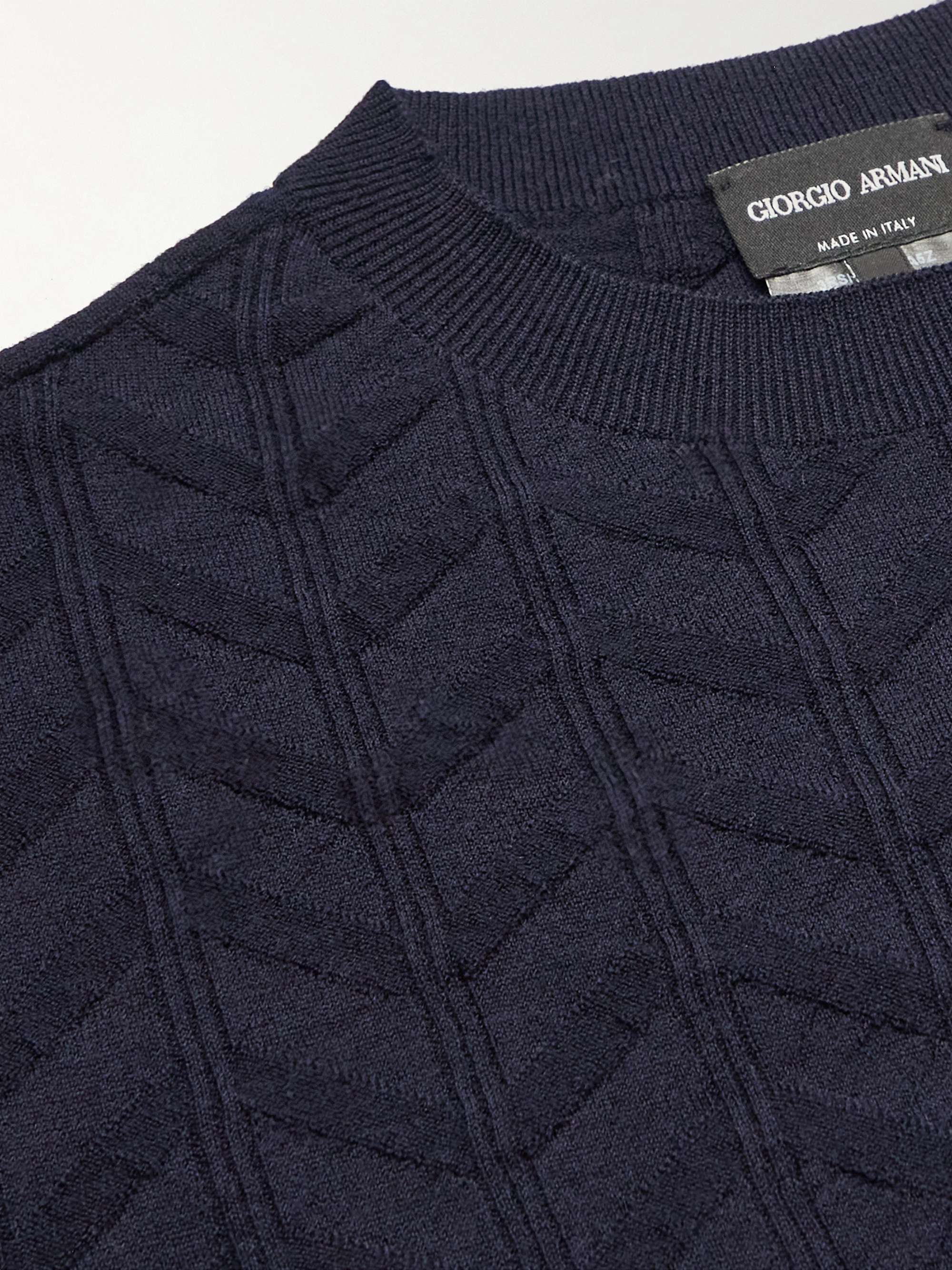 GIORGIO ARMANI Slim-Fit Jacquard-Knit Wool-Blend Sweater