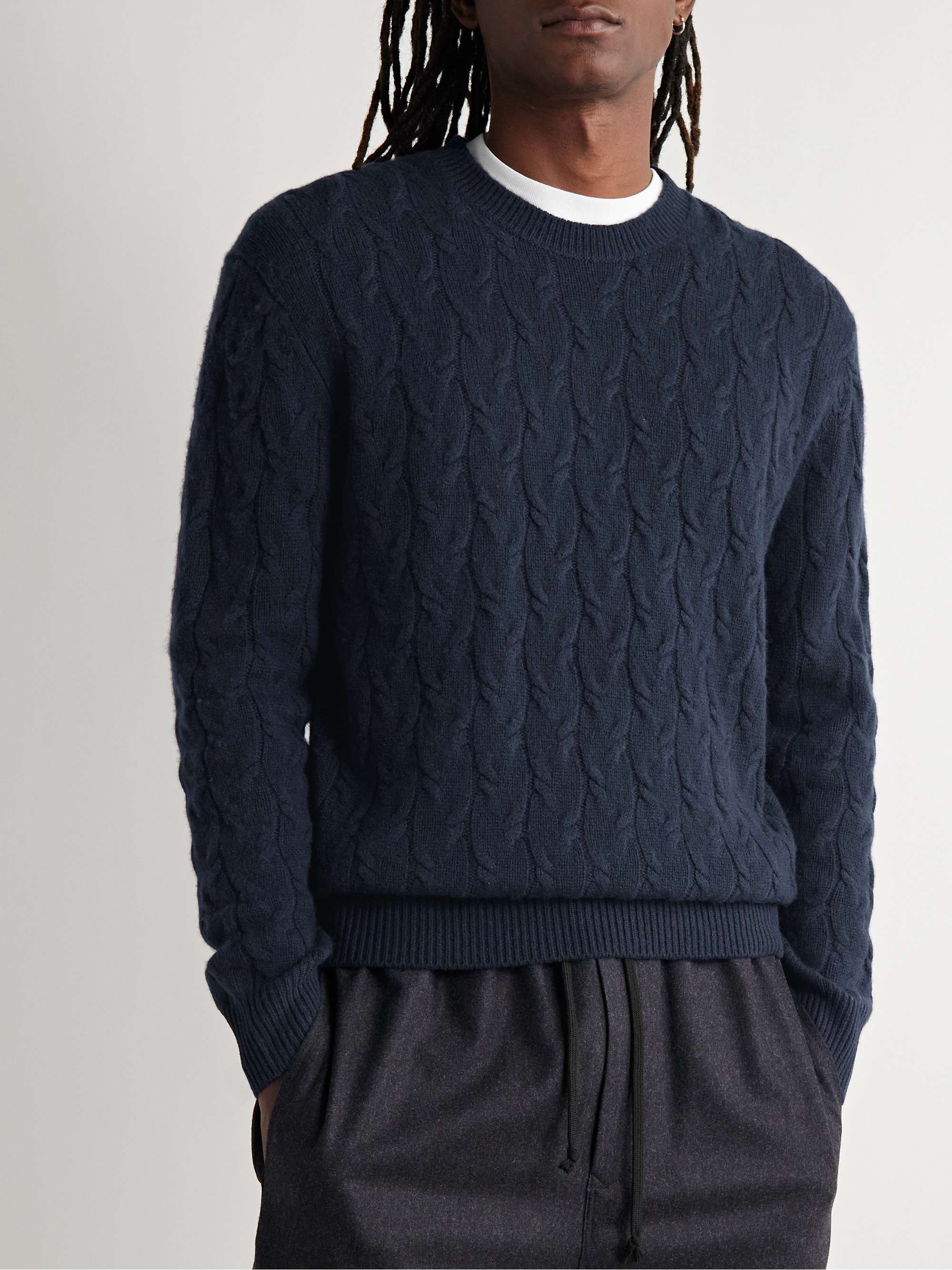 Navy Cable-Knit Cashmere Sweater | CLUB MONACO | MR PORTER