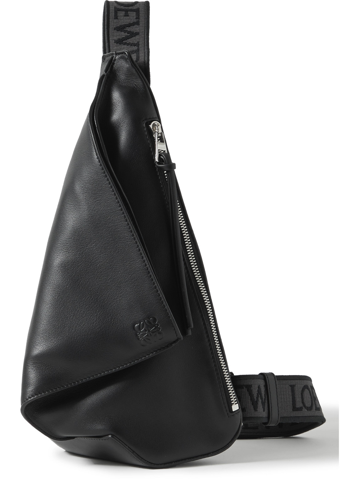 Loewe Anton Logo-debossed Leather Belt Bag In Black