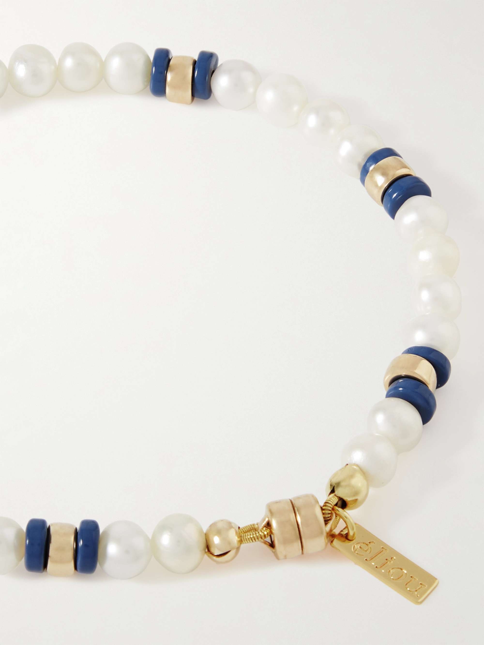 ÉLIOU Blana Gold-Plated Pearl and Enamel Bracelet