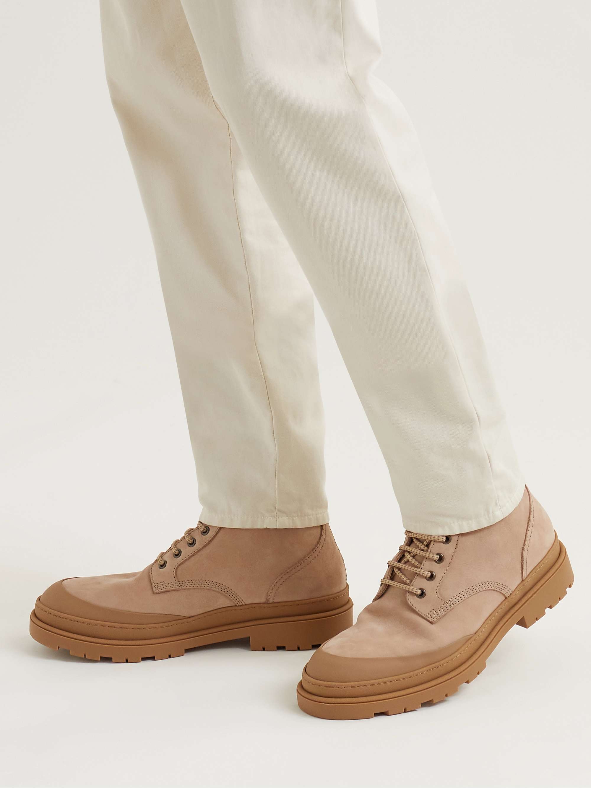 BRUNELLO CUCINELLI Shearling-Lined Suede Lace-Up Boots