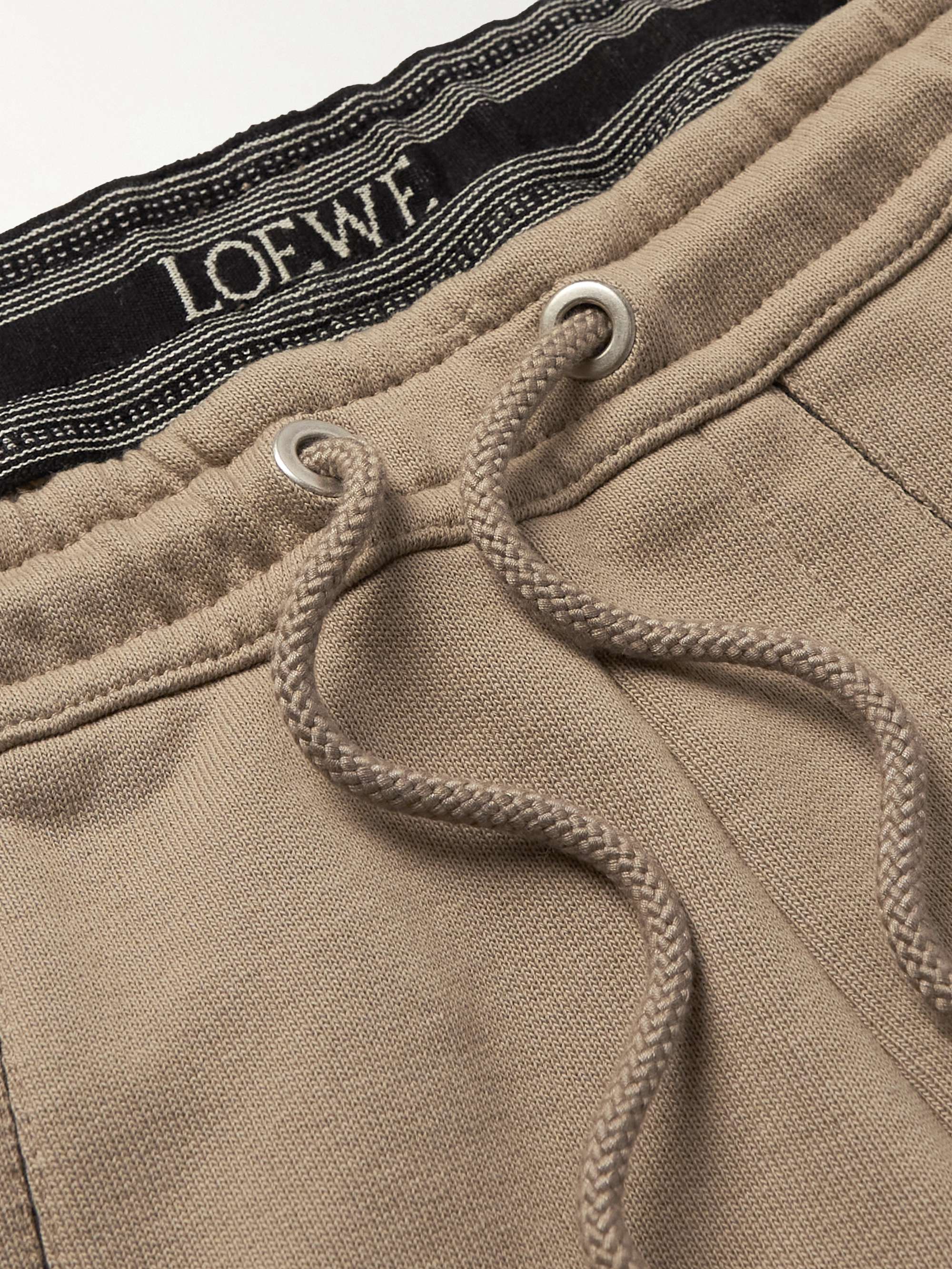 LOEWE Puzzle Leather-Trimmed Panelled Cotton-Jersey Sweatpants