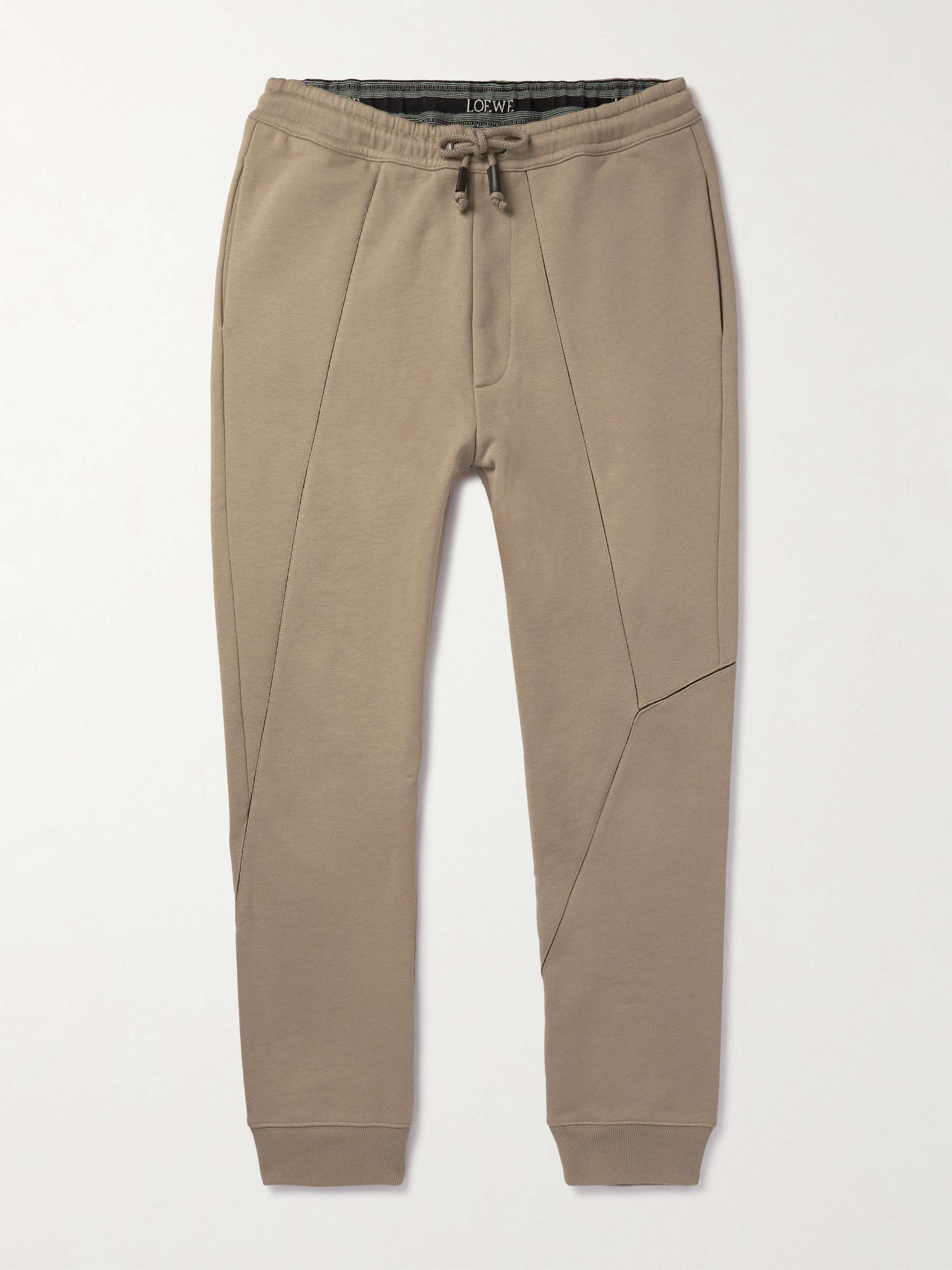 LOEWE Puzzle Leather-Trimmed Panelled Cotton-Jersey Sweatpants