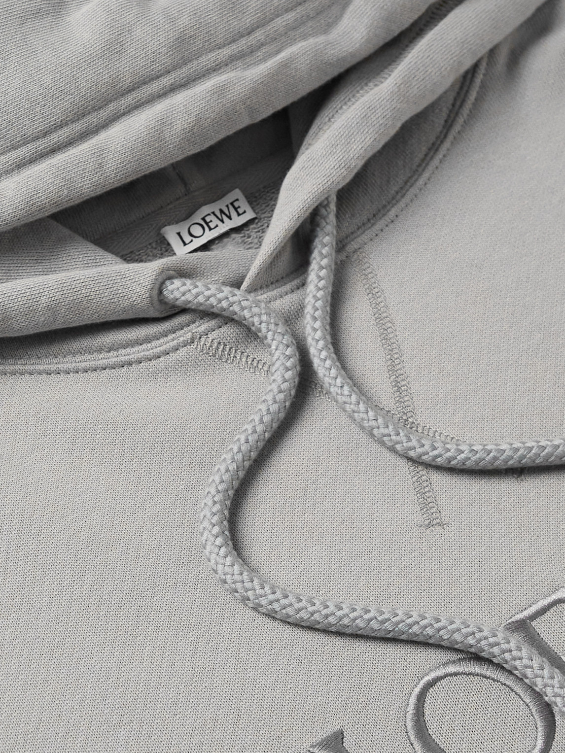 LOEWE LOGO-EMBROIDERED COTTON-JERSEY HOODIE 
