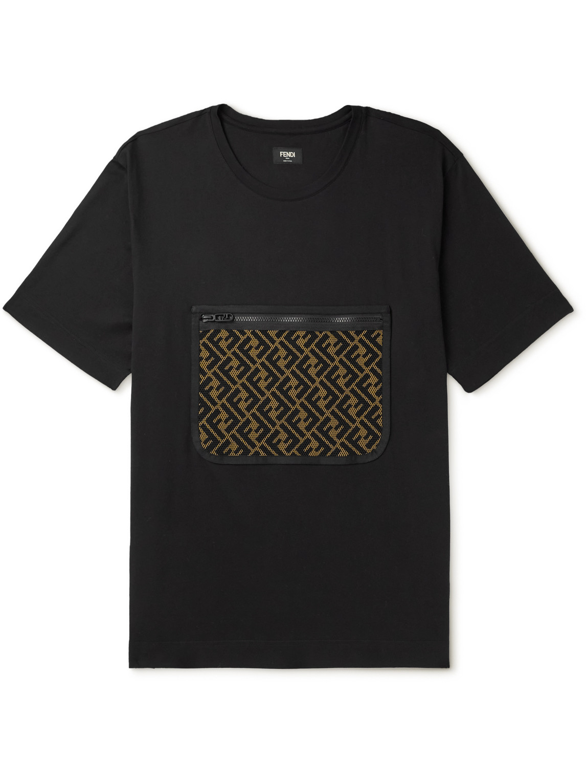 Fendi Ff-pocket Cotton T-shirt In Black