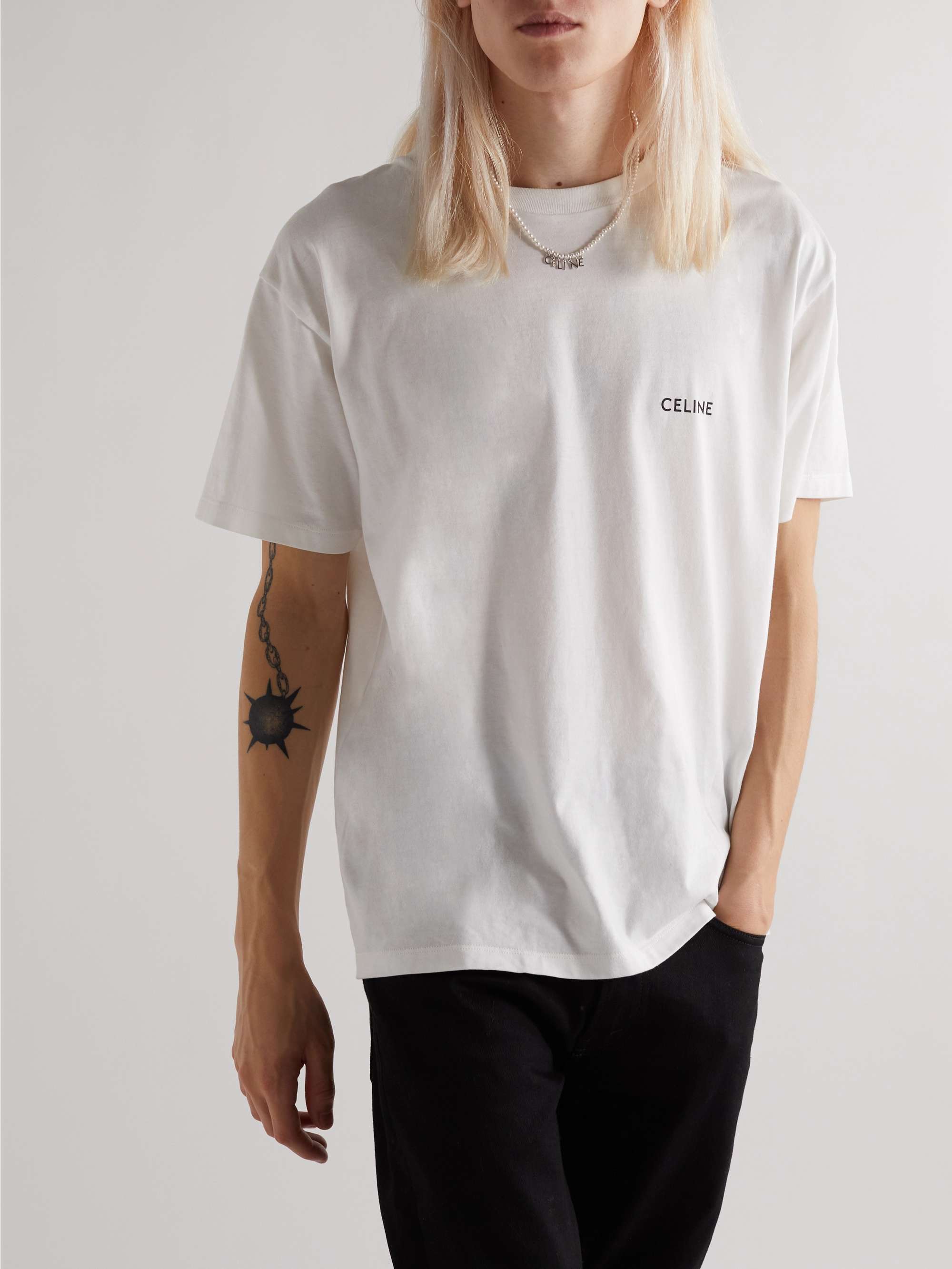 CELINE HOMME Logo-Embroidered Cotton-Jersey T-Shirt