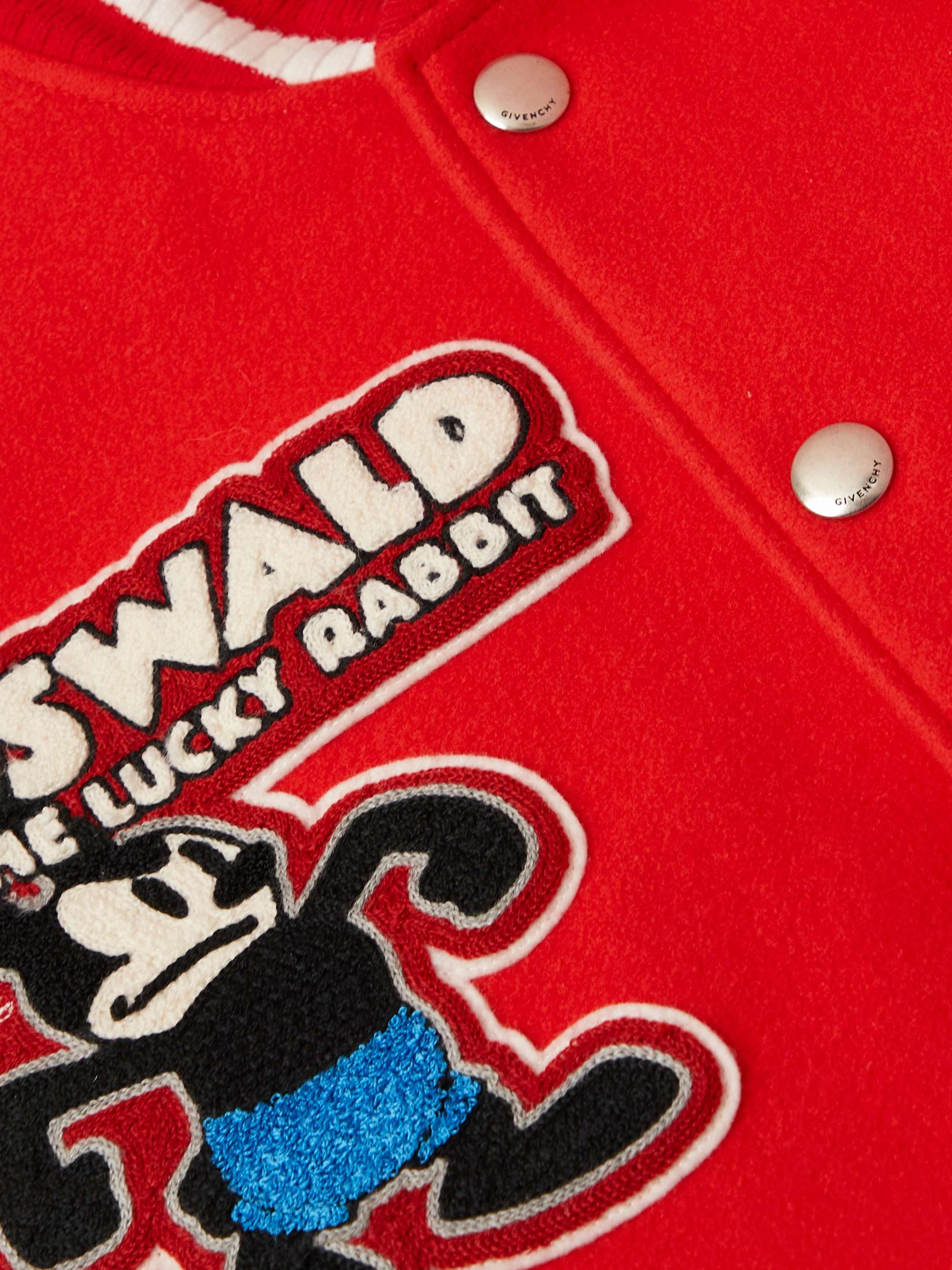 GIVENCHY + Disney Oswald Patchwork Leather-Trimmed Wool-Blend Bomber Jacket