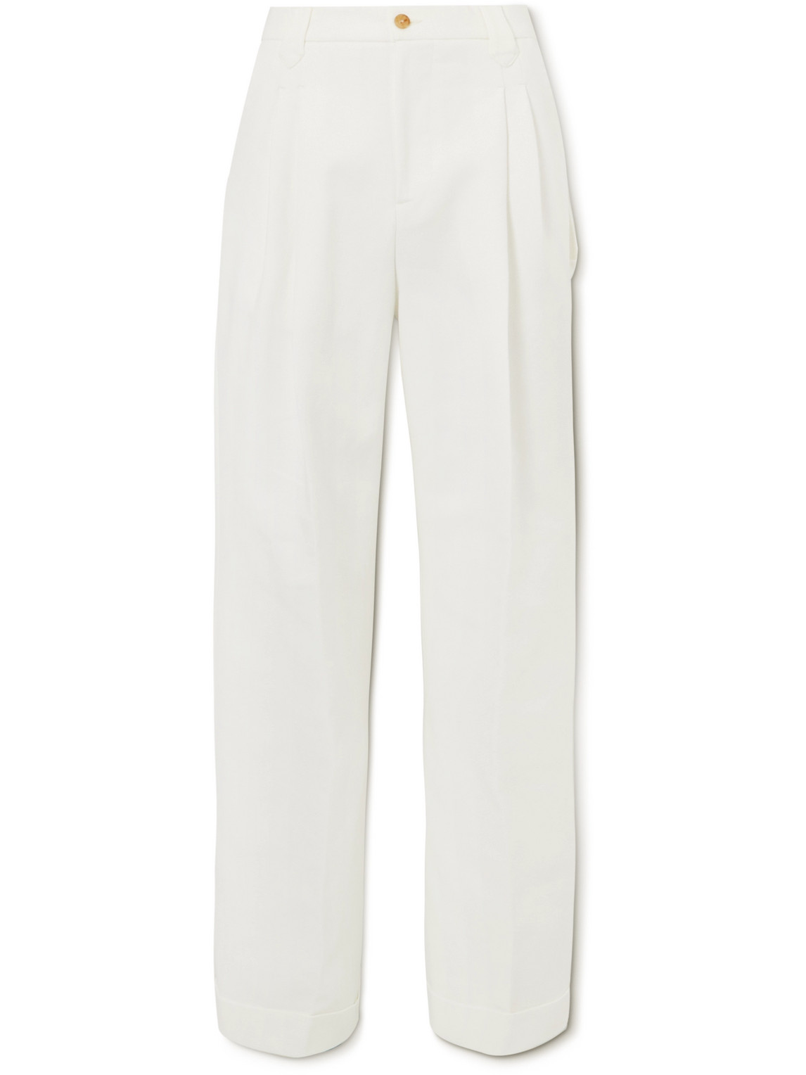Umit Benan B+ Jacques Marie Mage Wide-leg Pleated Cotton And Linen-blend Cargo Trousers In White