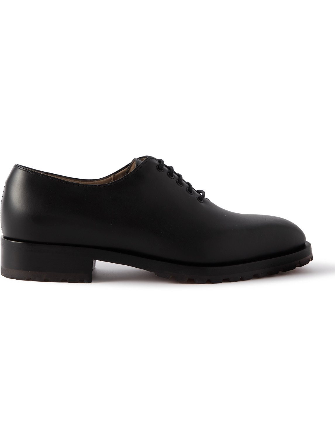 Manolo Blahnik Newley Whole-cut Leather Oxford Shoes In Black