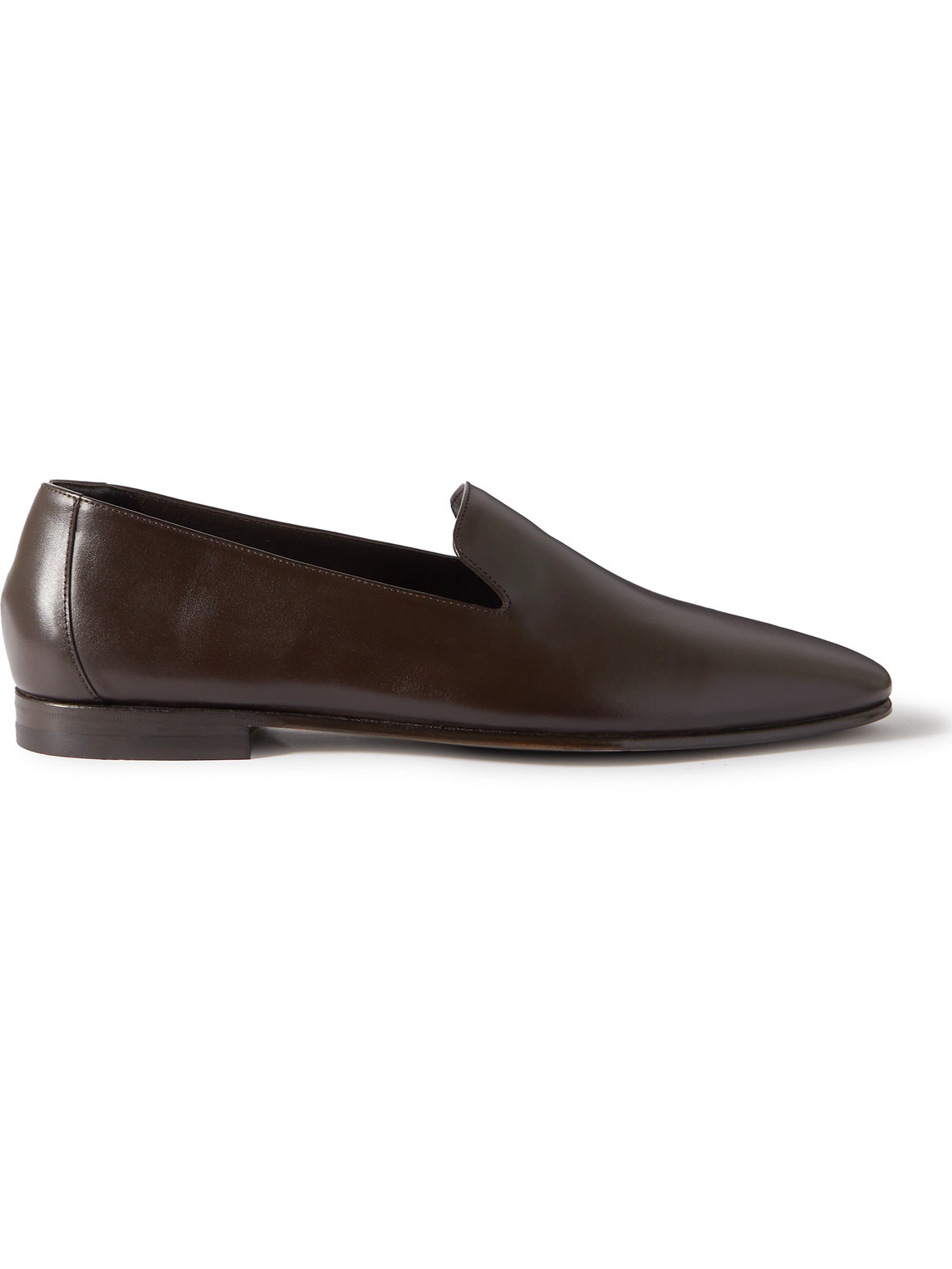 Manolo Blahnik Mario Leather Loafers In Brown