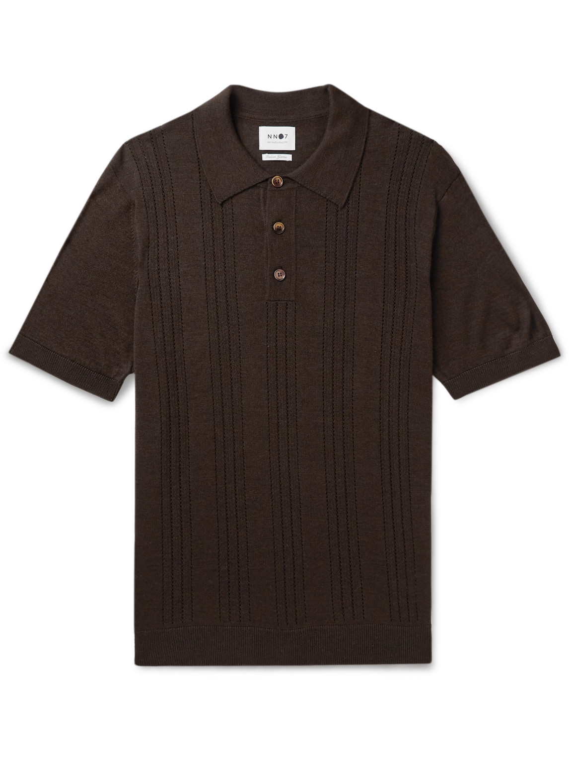 Nn07 Thor Wool-blend Polo Shirt In Brown