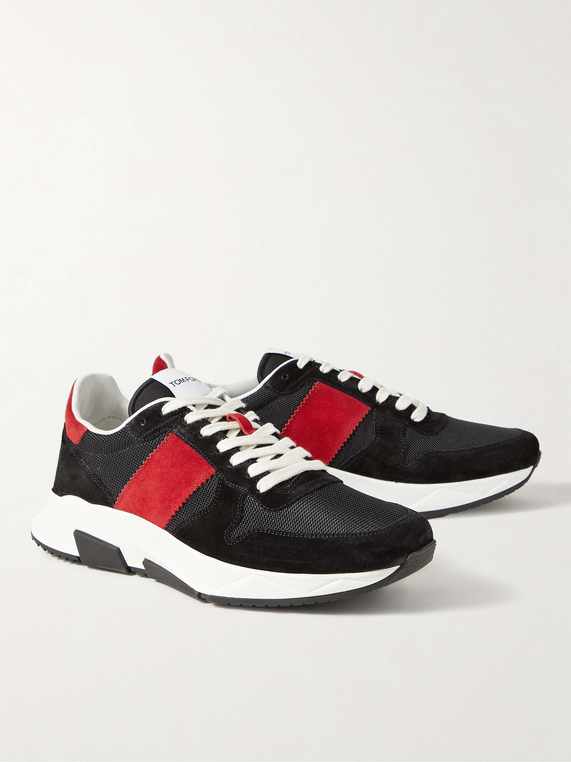 Black Jagga Suede and Mesh Sneakers | TOM FORD | MR PORTER