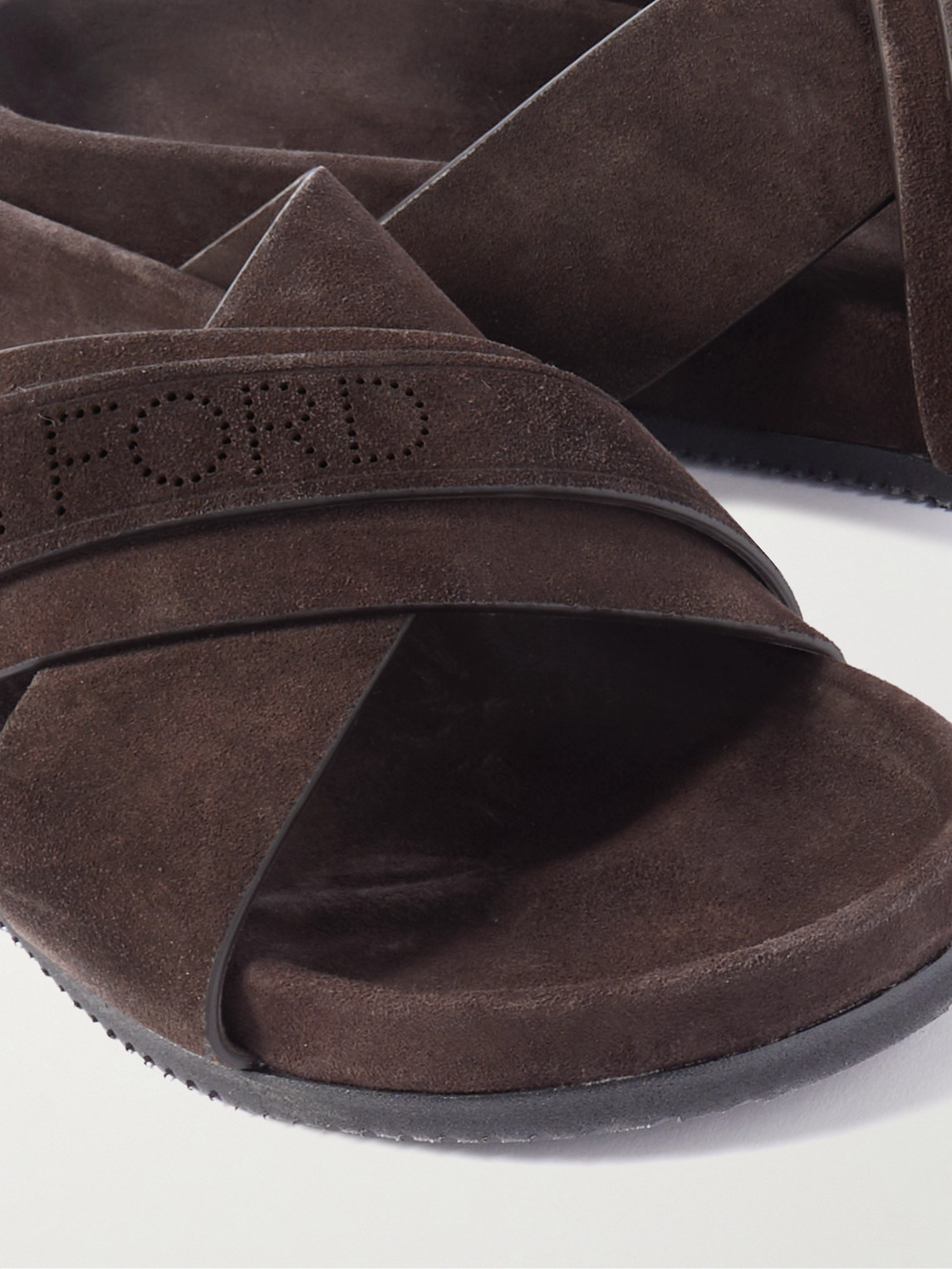 TOM FORD Wicklow Perforated Suede Slides | Smart Closet