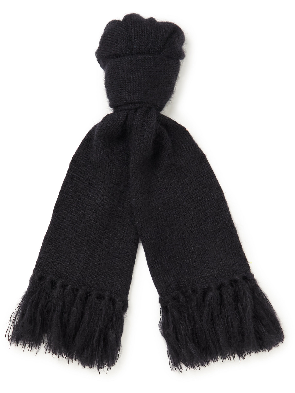 Massimo Alba Fringed Mohair And Silk-blend Scarf In Black