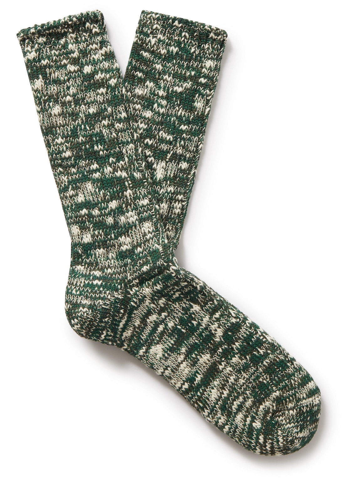 Anonymous Ism Mélange Cotton-blend Socks In Green
