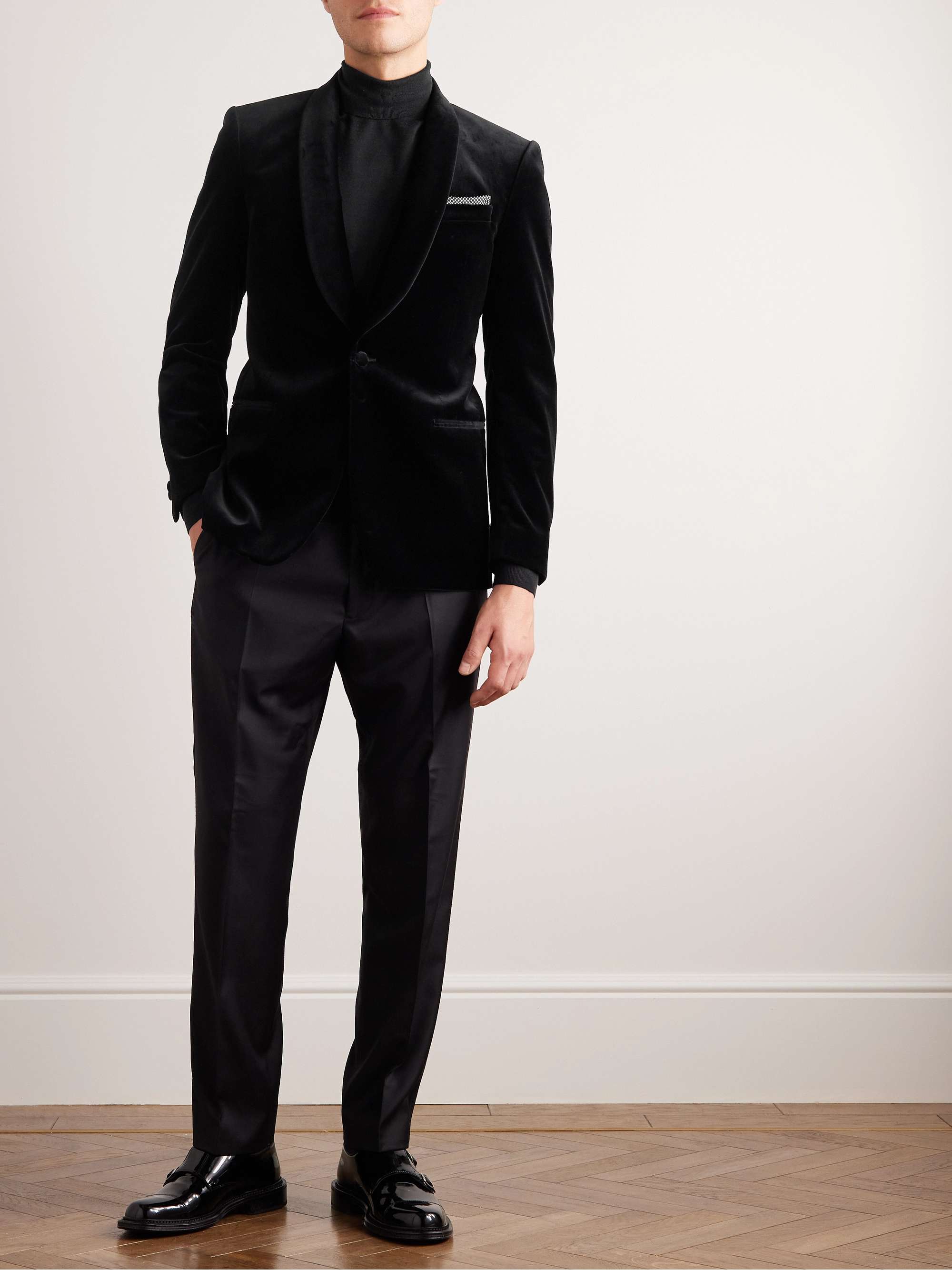 Black Cotton-Blend Velvet Tuxedo Jacket | MR P. | MR PORTER