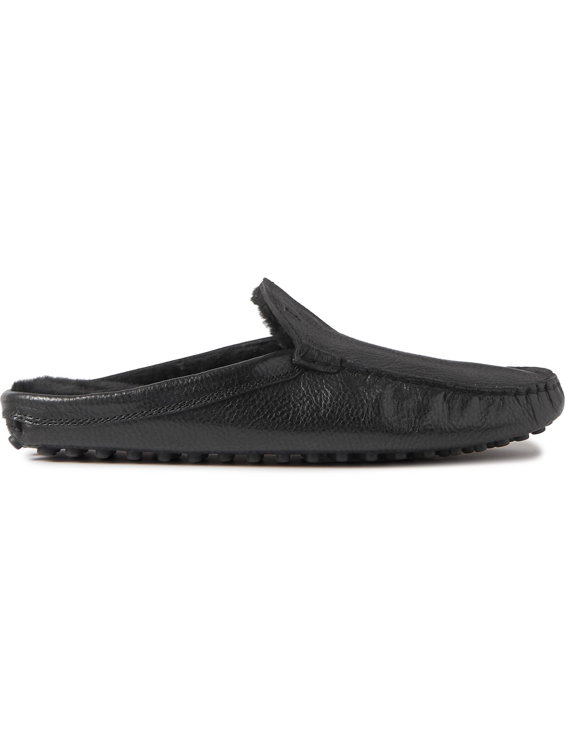 Tod's Shearling-Lined Full-Grain Leather Slippers | Smart Closet