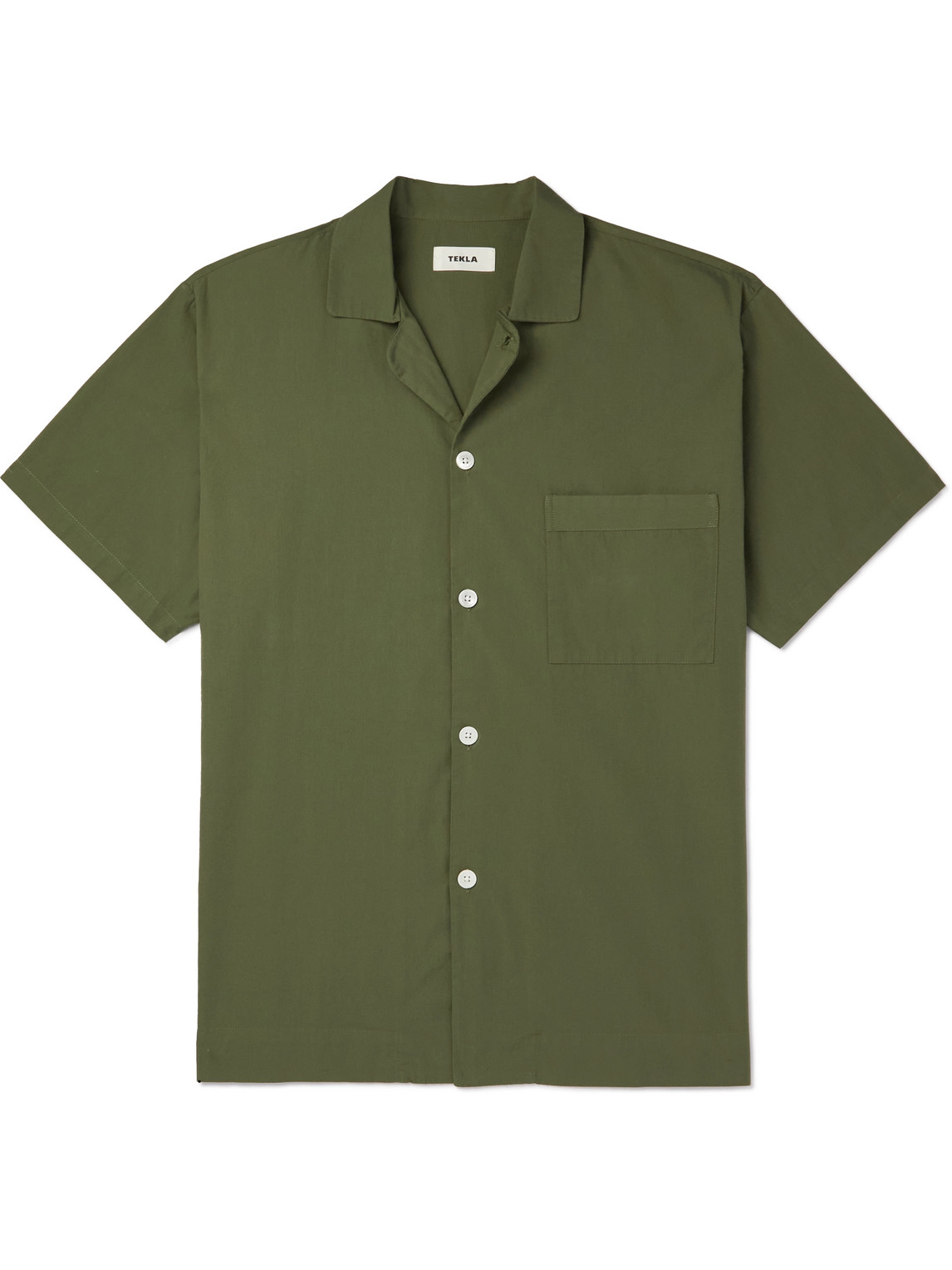 Tekla Organic Cotton-poplin Pyjama Shirt In Green