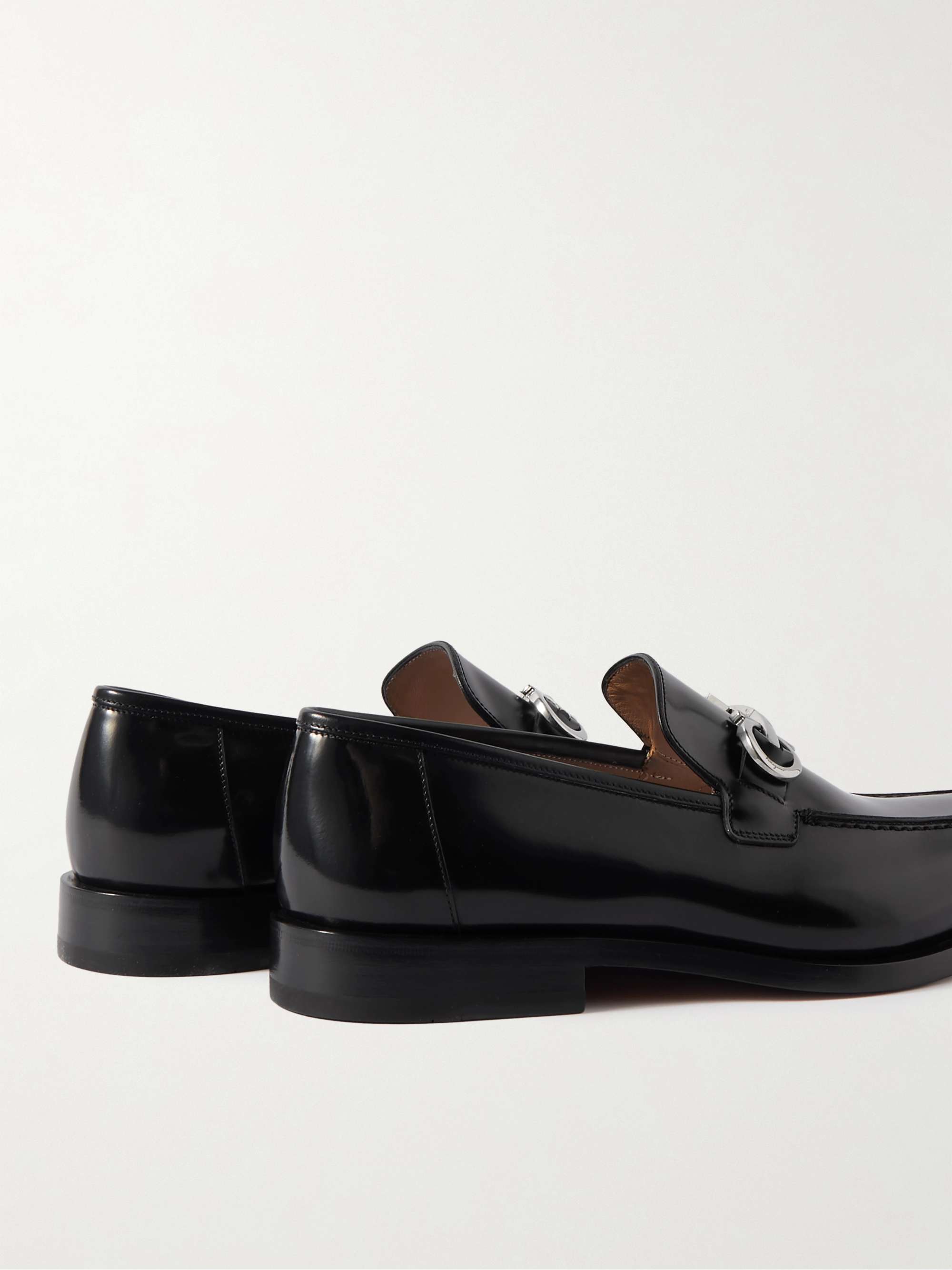 Black Gustav Emebllished Polished-Leather Loafers | SALVATORE FERRAGAMO ...