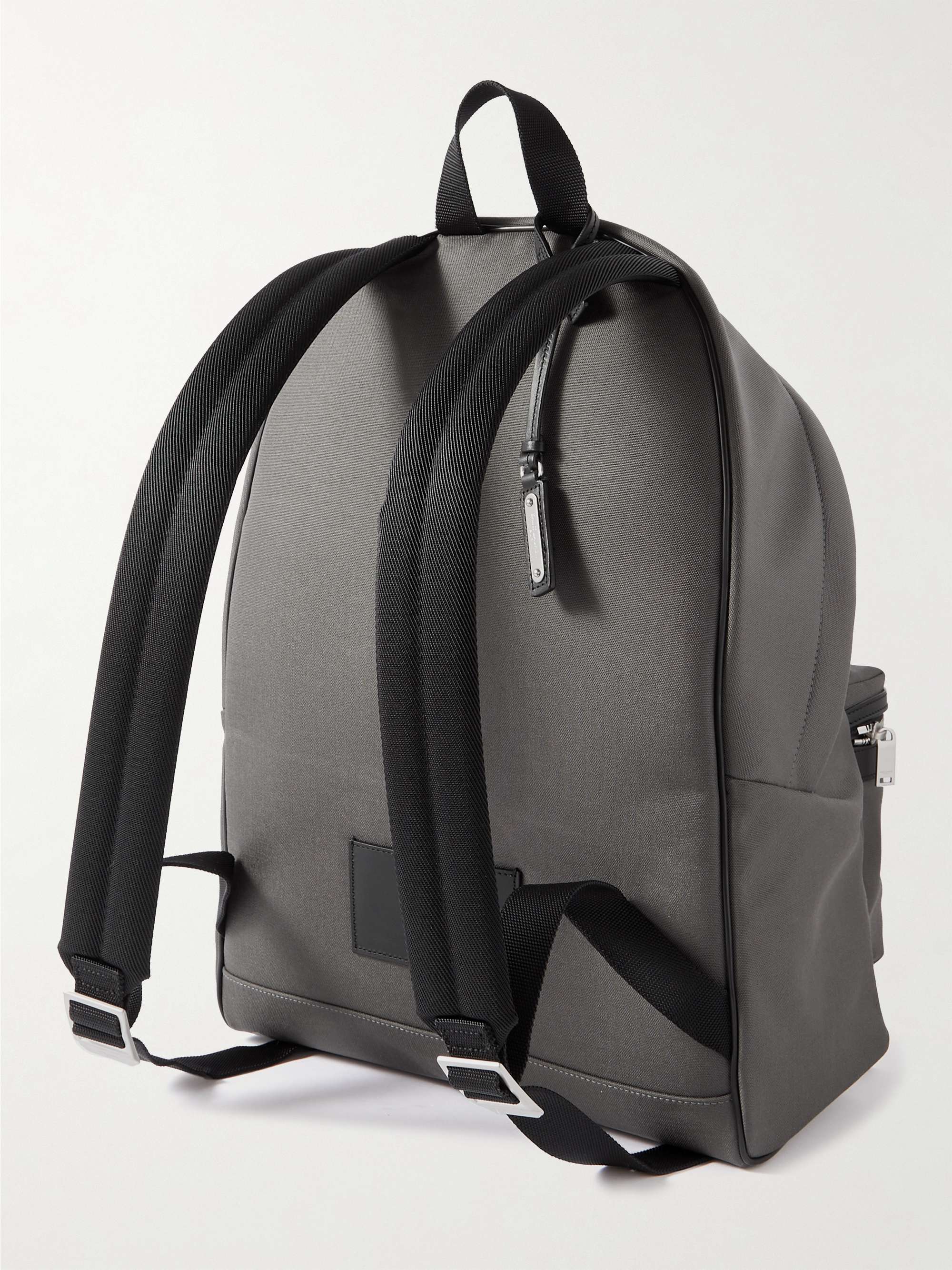 SAINT LAURENT Leather-Trimmed Canvas Backpack