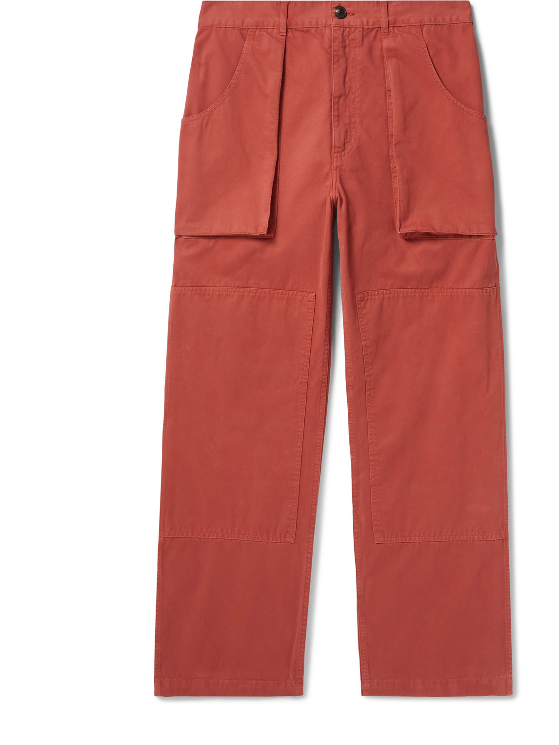 Miles Leon Garden Double-knee Straight-leg Cotton-twill Trousers In Red