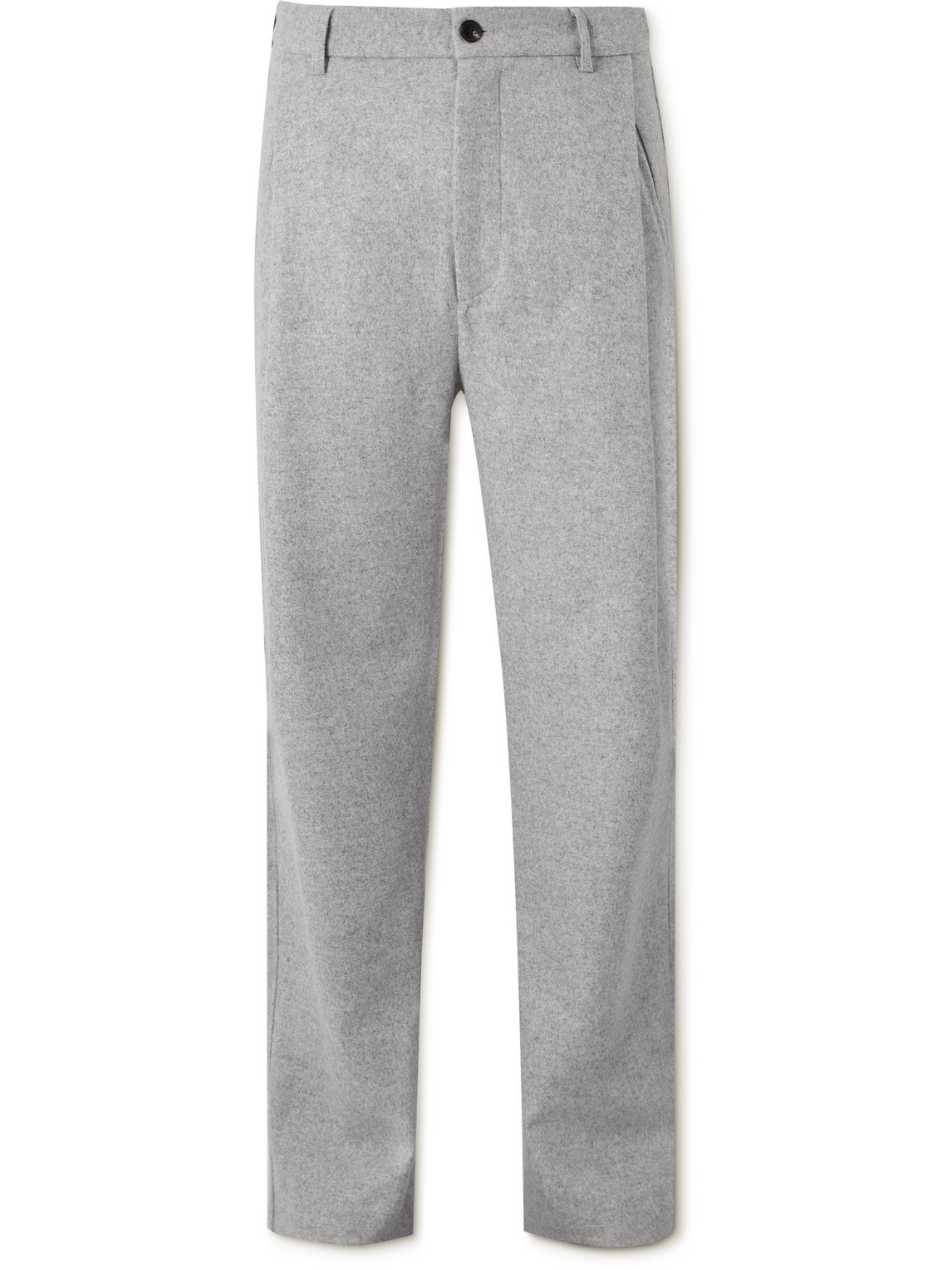 Miles Leon Straight-leg Pleated Wool And Cashmere-blend Trousers In Gray