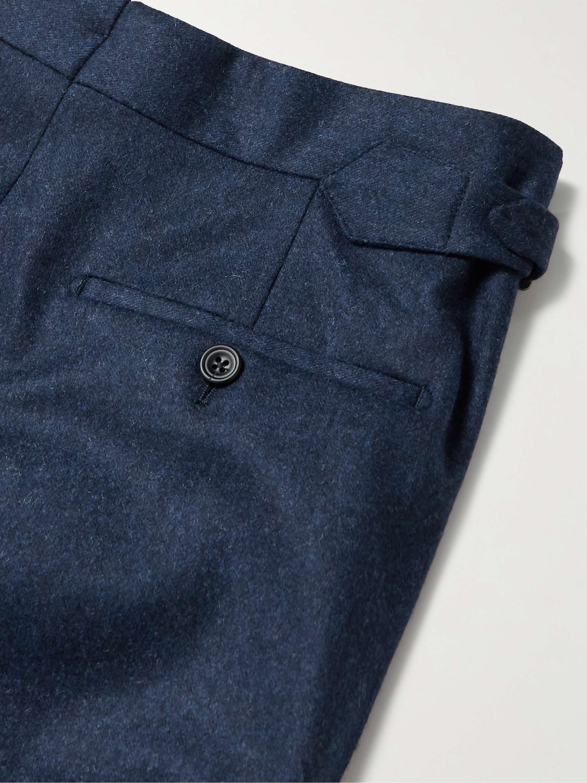 Navy Oxford Slim-Fit Straight-Leg Wool-Flannel Suit Trousers | KINGSMAN ...
