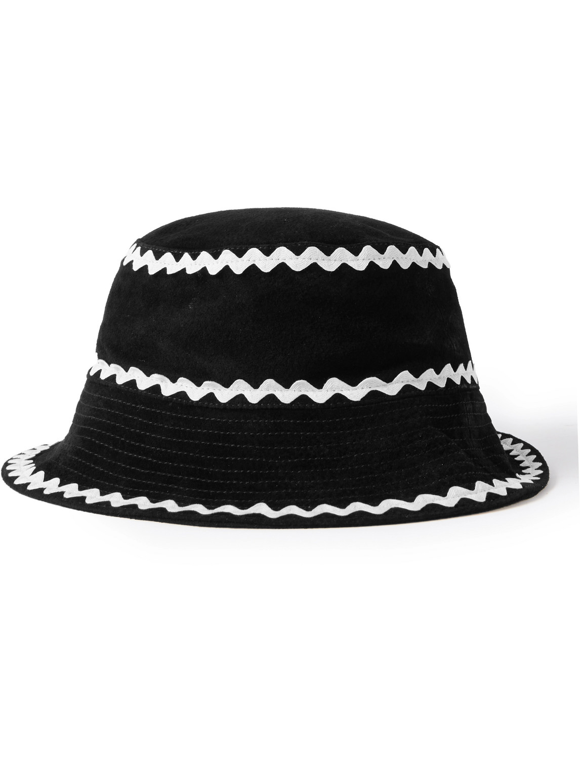 BODE Rickrack-Trimmed Suede Bucket Hat