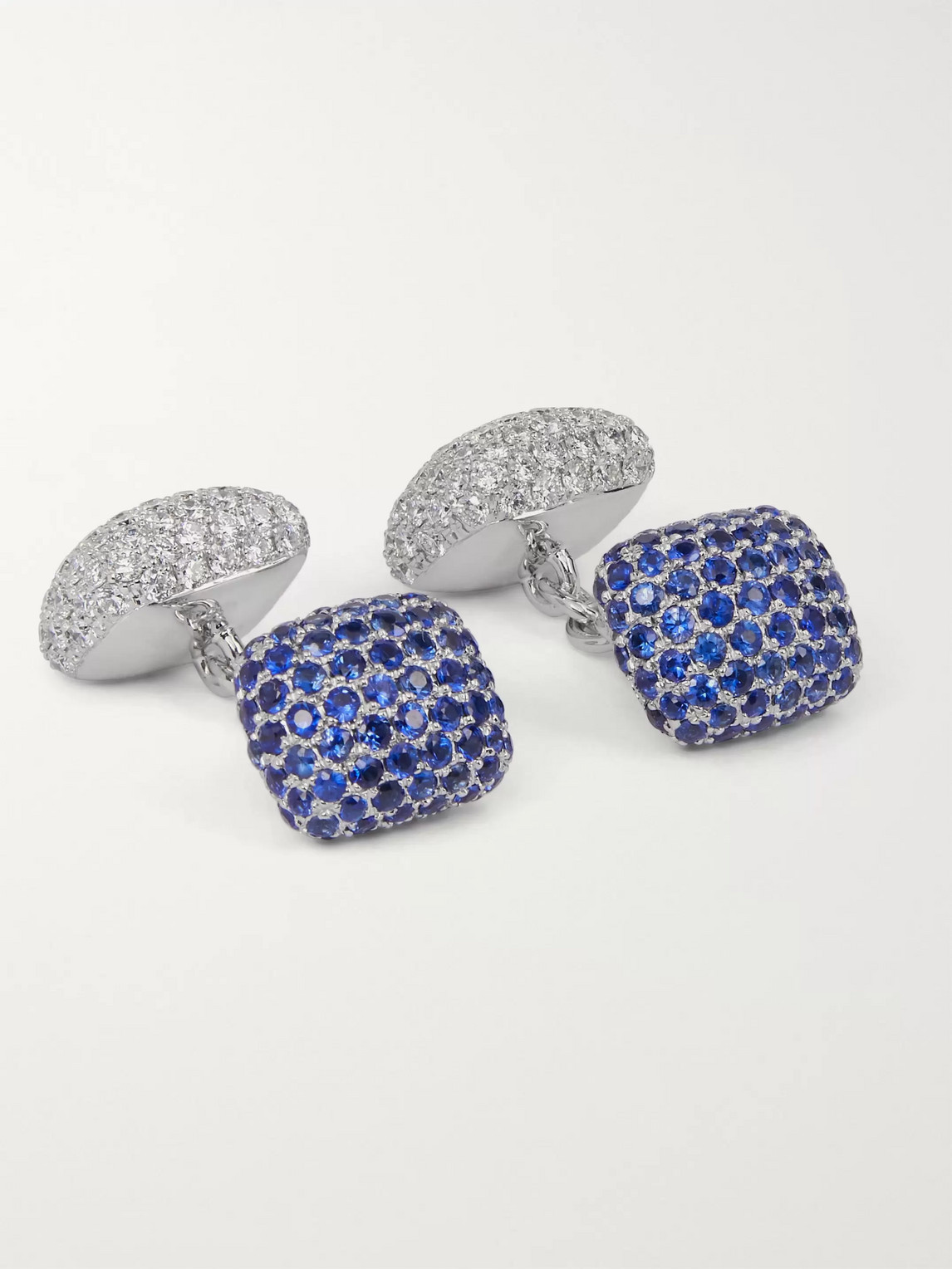 Trianon 18-karat White Gold, Sapphire And Diamond Cufflinks In Silver