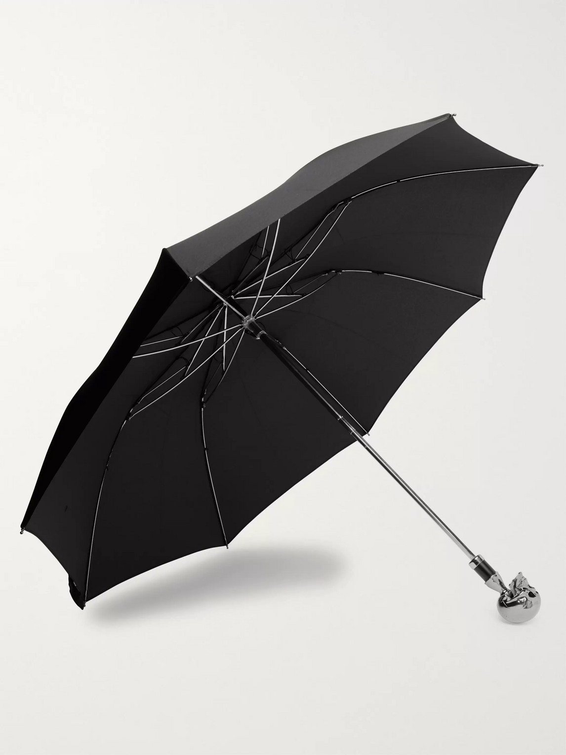Deakin & Francis Nickel-plated Skull-handle Umbrella In Black