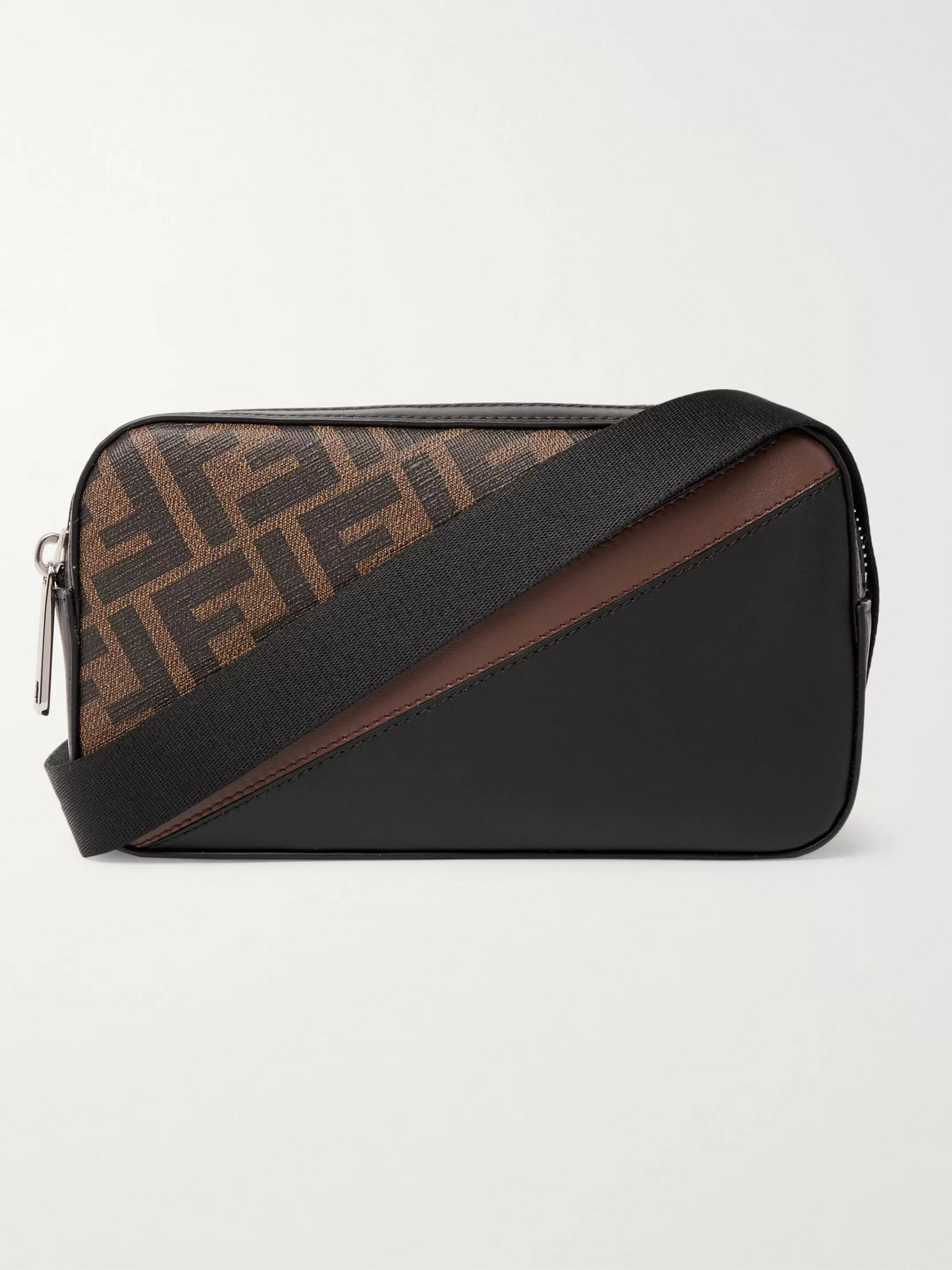 Fendi Mini Logo-print Coated-canvas And Leather Messenger Bag In Brown