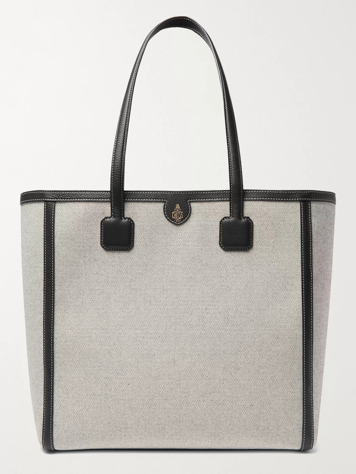 Mark Cross Antibes Full-grain Leather-trimmed Canvas Tote Bag In Neutrals