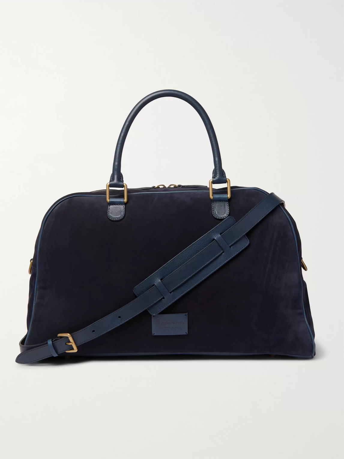Anderson's Leather-trimmed Suede Holdall In Blue