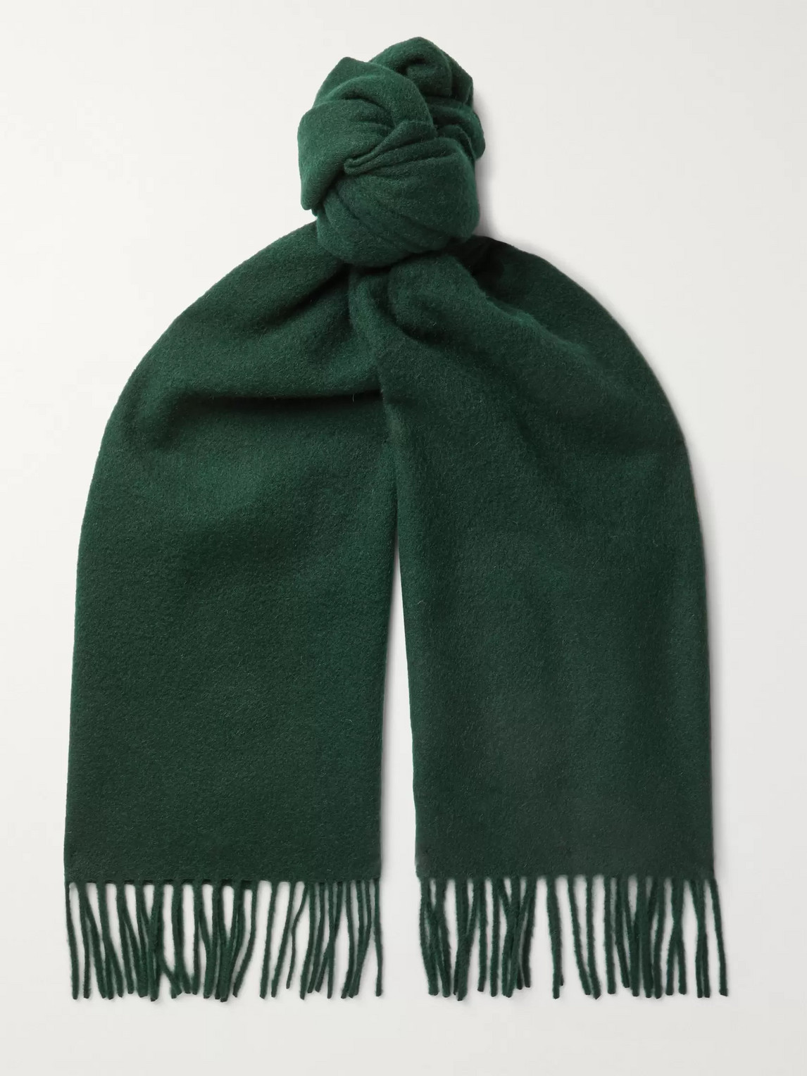 Anderson & Sheppard Fringed Cashmere Scarf In Green