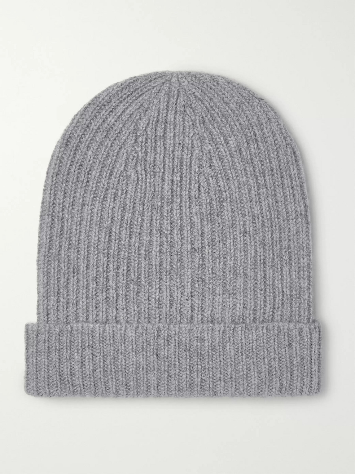 Anderson & Sheppard Ribbed Mélange Cashmere Beanie In Gray