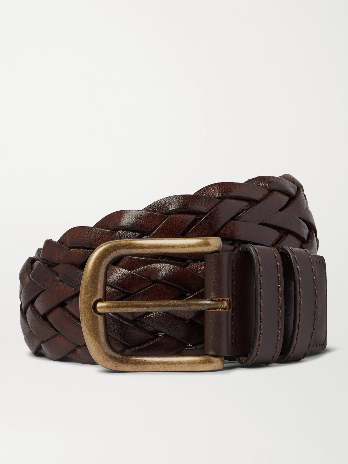 ANDERSON & SHEPPARD 3.5CM WOVEN LEATHER BELT