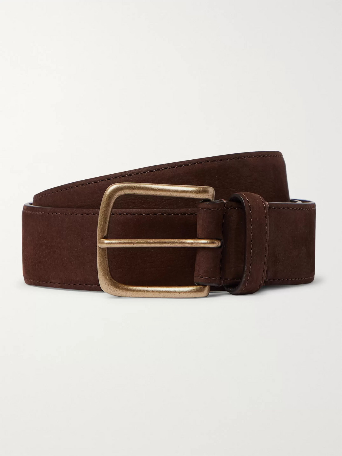 Anderson & Sheppard 3.5cm Dark-brown Suede Belt