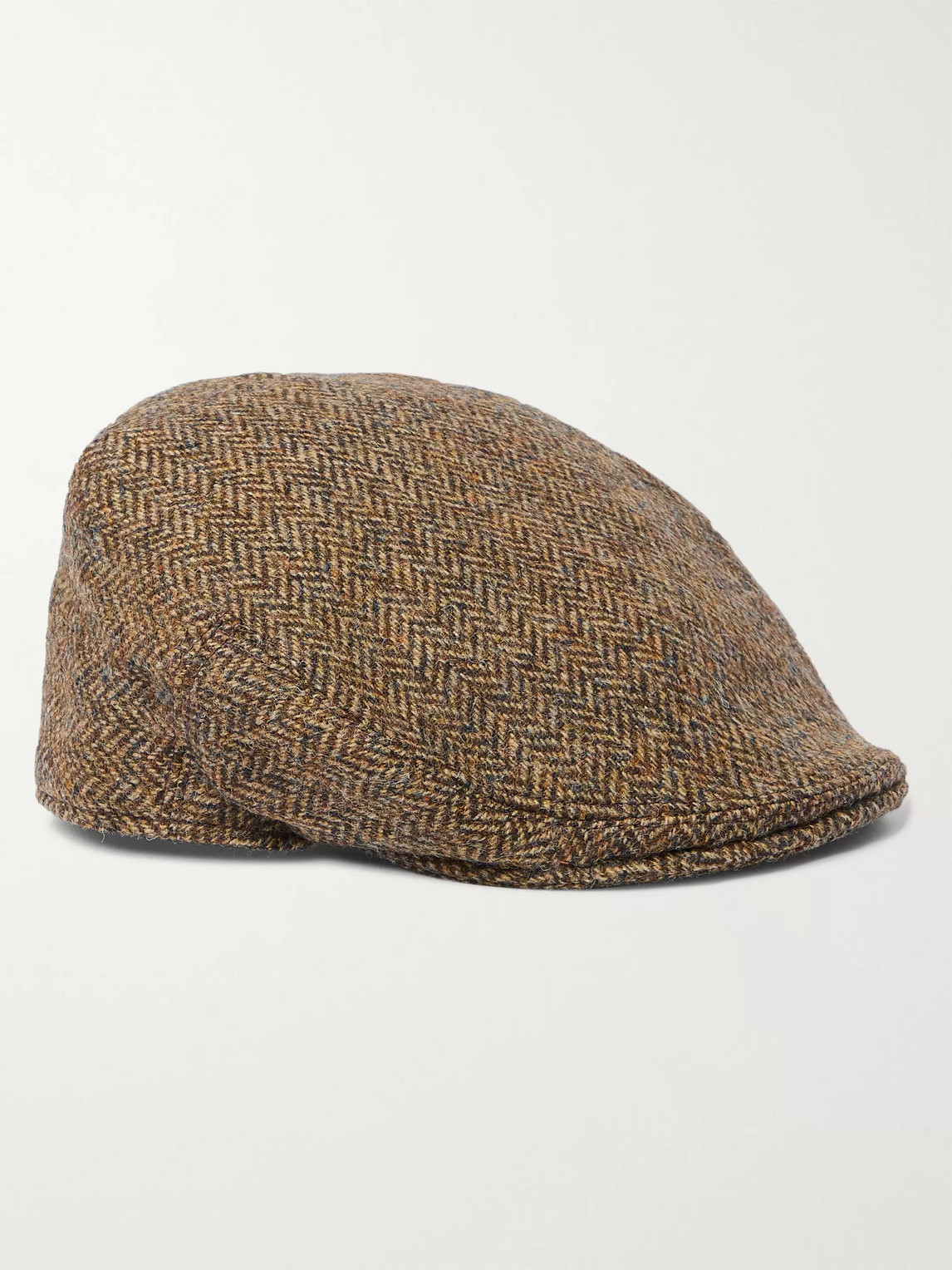Anderson & Sheppard Wool-tweed Flat Cap In Brown