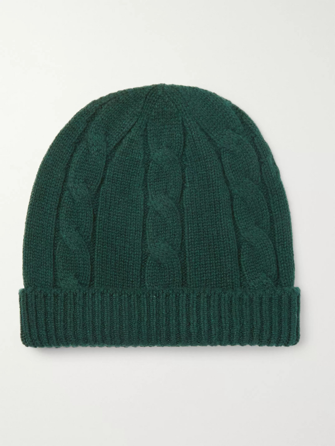 Anderson & Sheppard Cable-knit Wool Beanie In Green