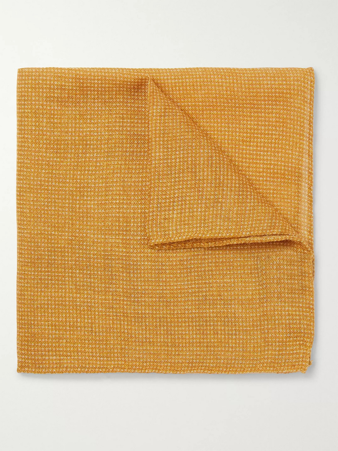 Anderson & Sheppard Wool And Silk-blend Pocket Square In Orange